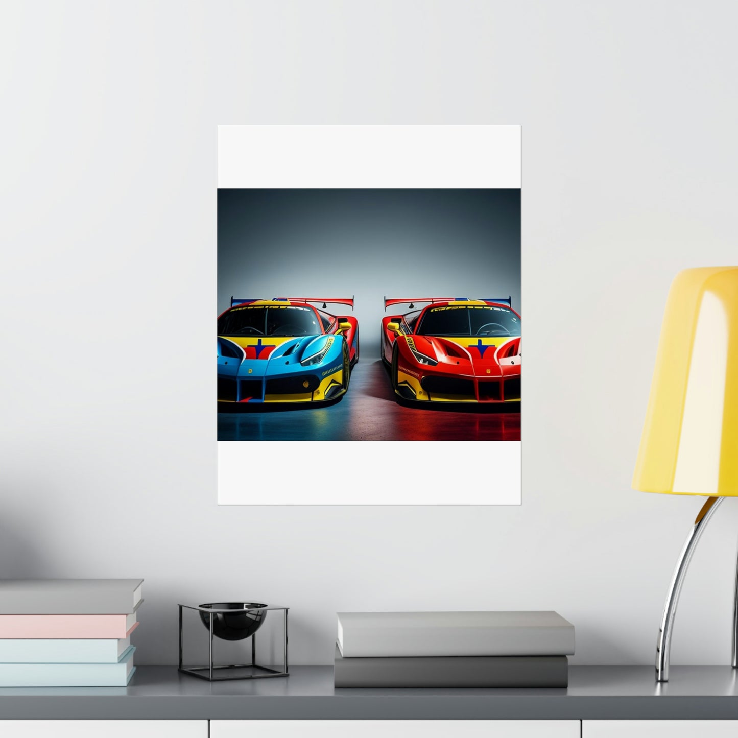 Premium Matte Vertical Posters Ferrari Red Blue 2