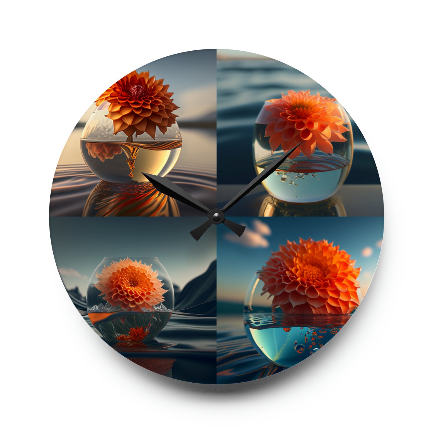 Acrylic Wall Clock Dahlia Orange 5