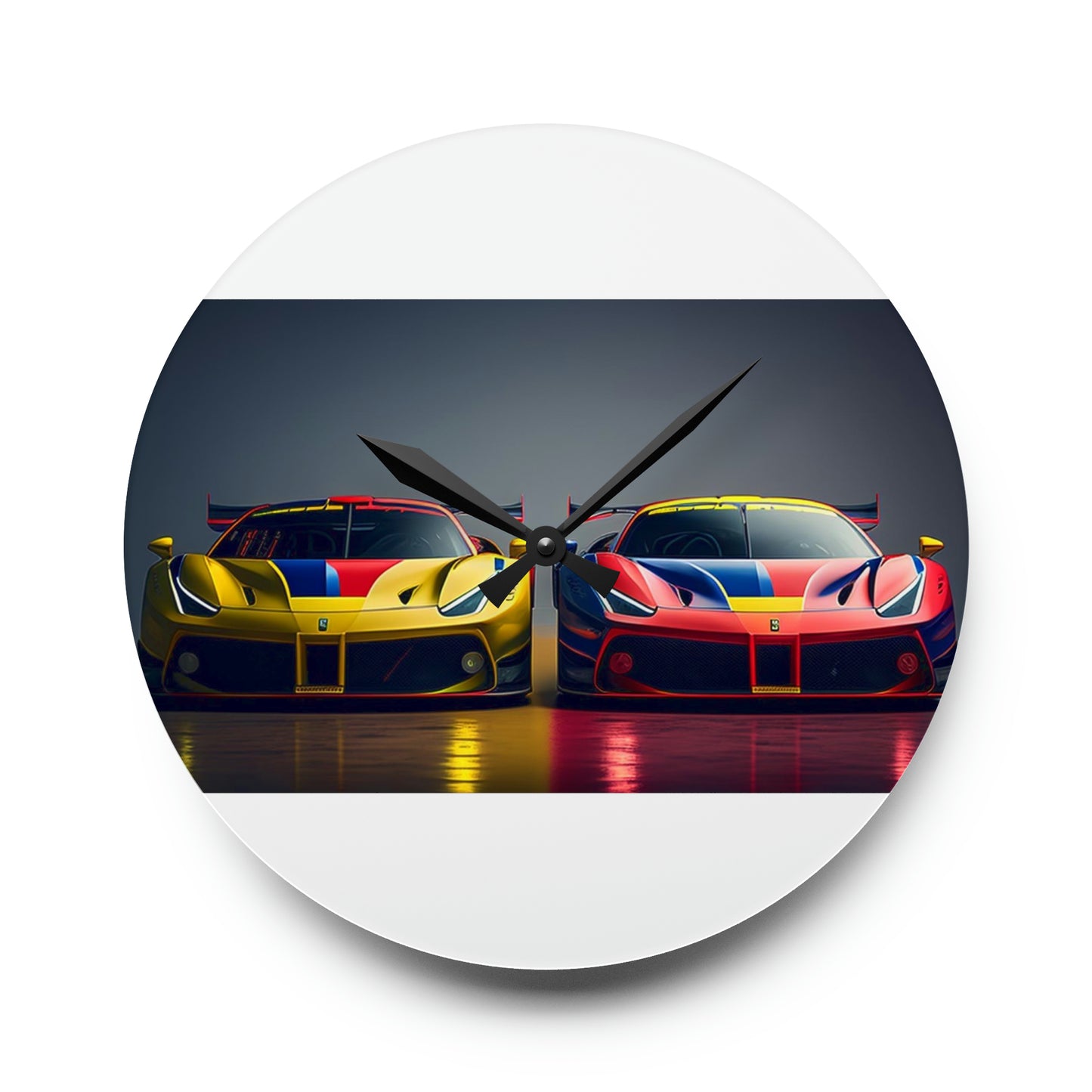 Acrylic Wall Clock Ferrari Red Blue 1