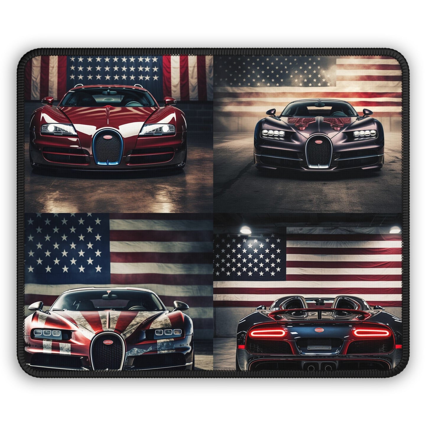 Gaming Mouse Pad  American Flag Background Bugatti 5