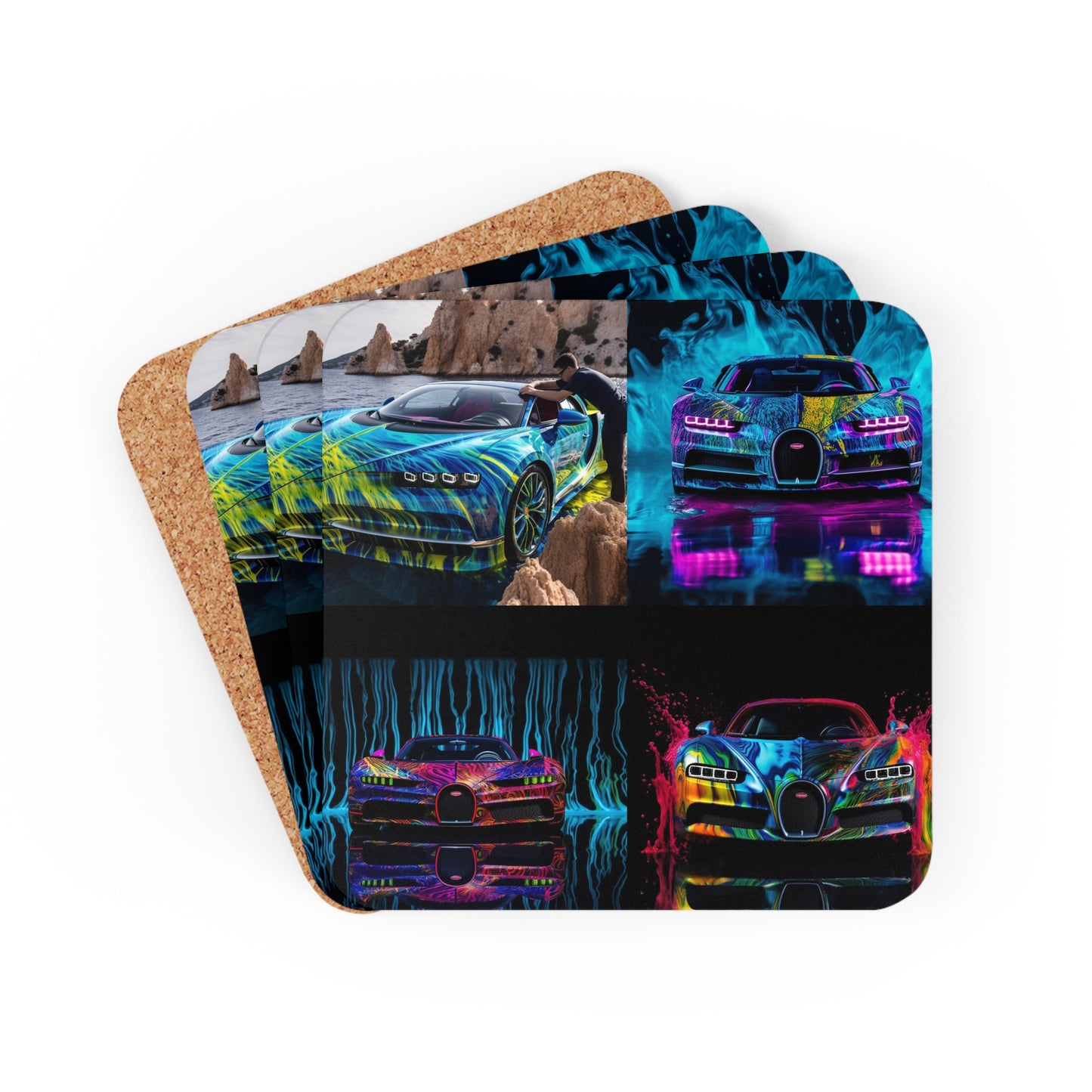 Corkwood Coaster Set Bugatti Water 5