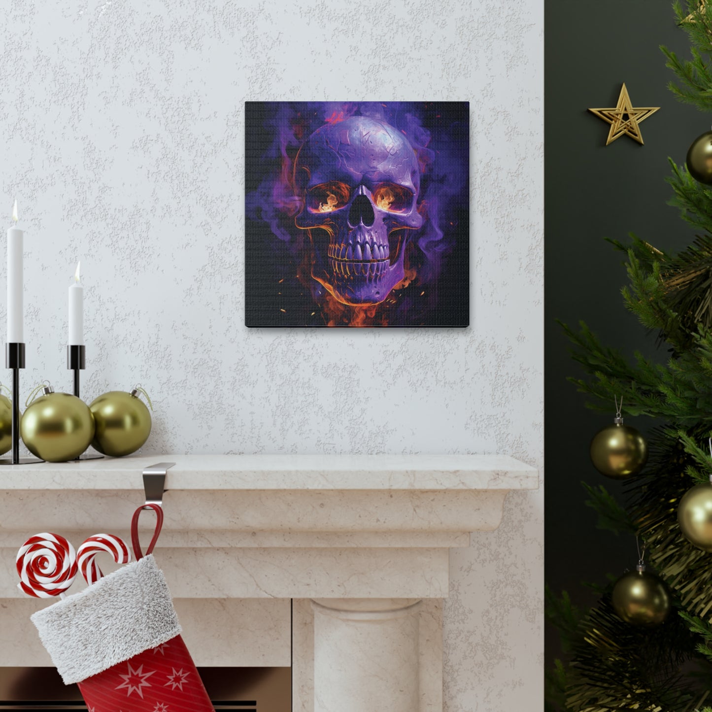 Canvas Gallery Wraps Skull Flames 1