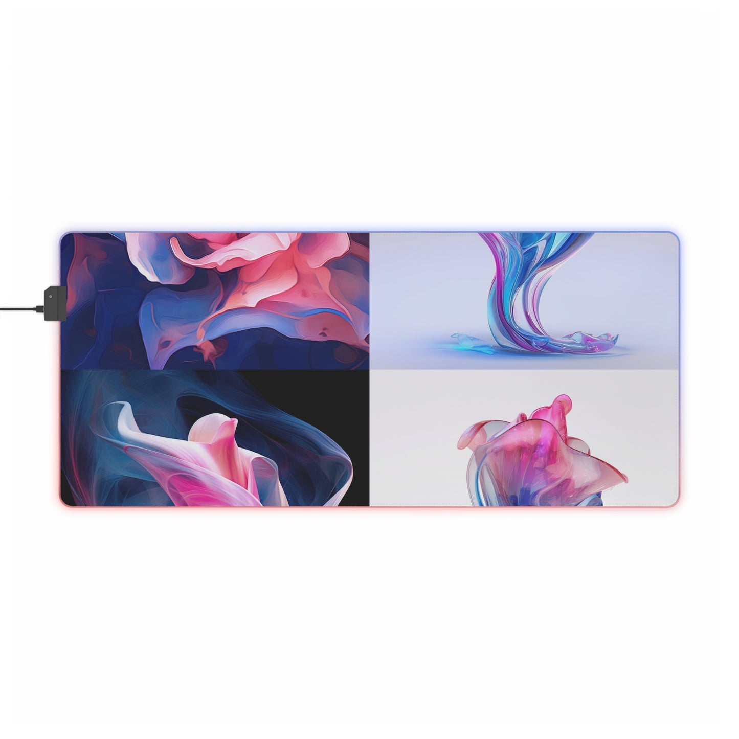 LED Gaming Mouse Pad Pink & Blue Tulip Rose 5