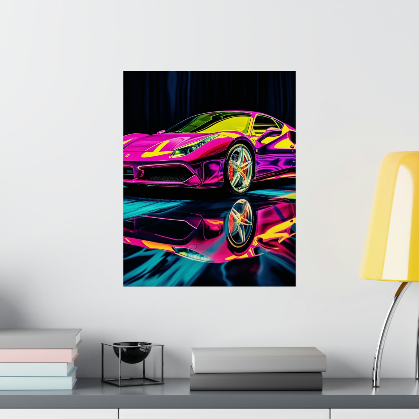 Premium Matte Vertical Posters Pink Ferrari Macro 3