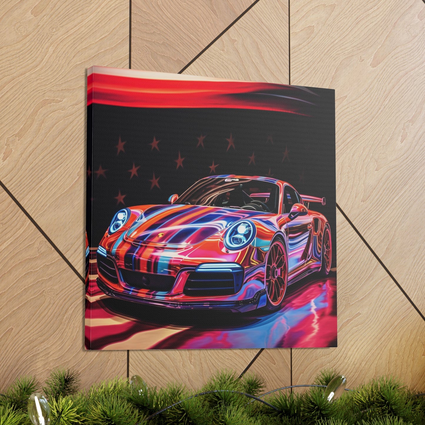 Canvas Gallery Wraps American Flag Colored Porsche 2