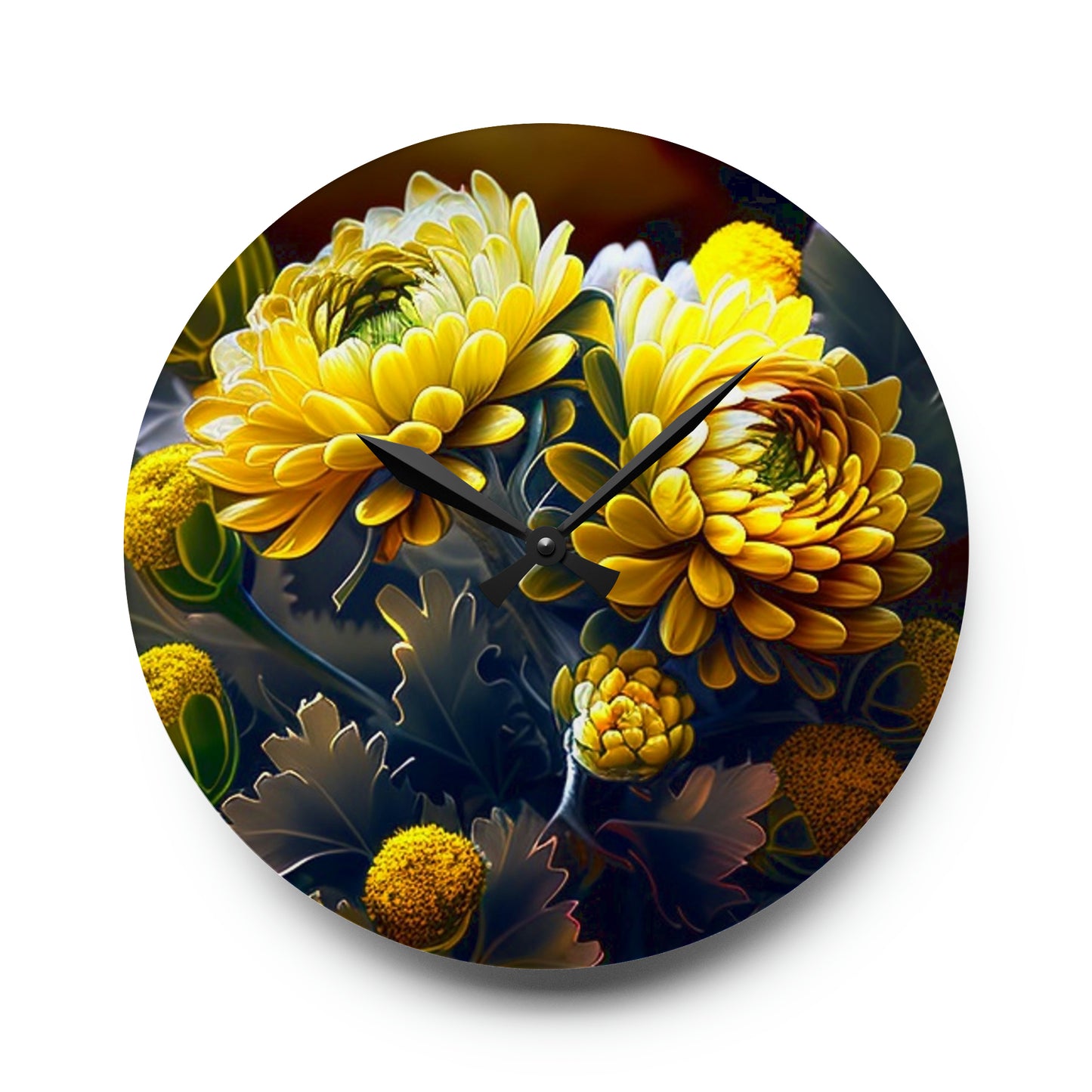 Acrylic Wall Clock Yellow Hermosas Flores Amarillas 3