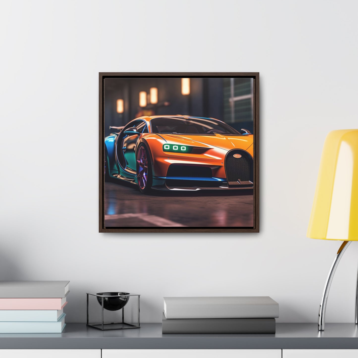 Gallery Canvas Wraps, Square Frame Hyper Bugatti Neon Chiron 1