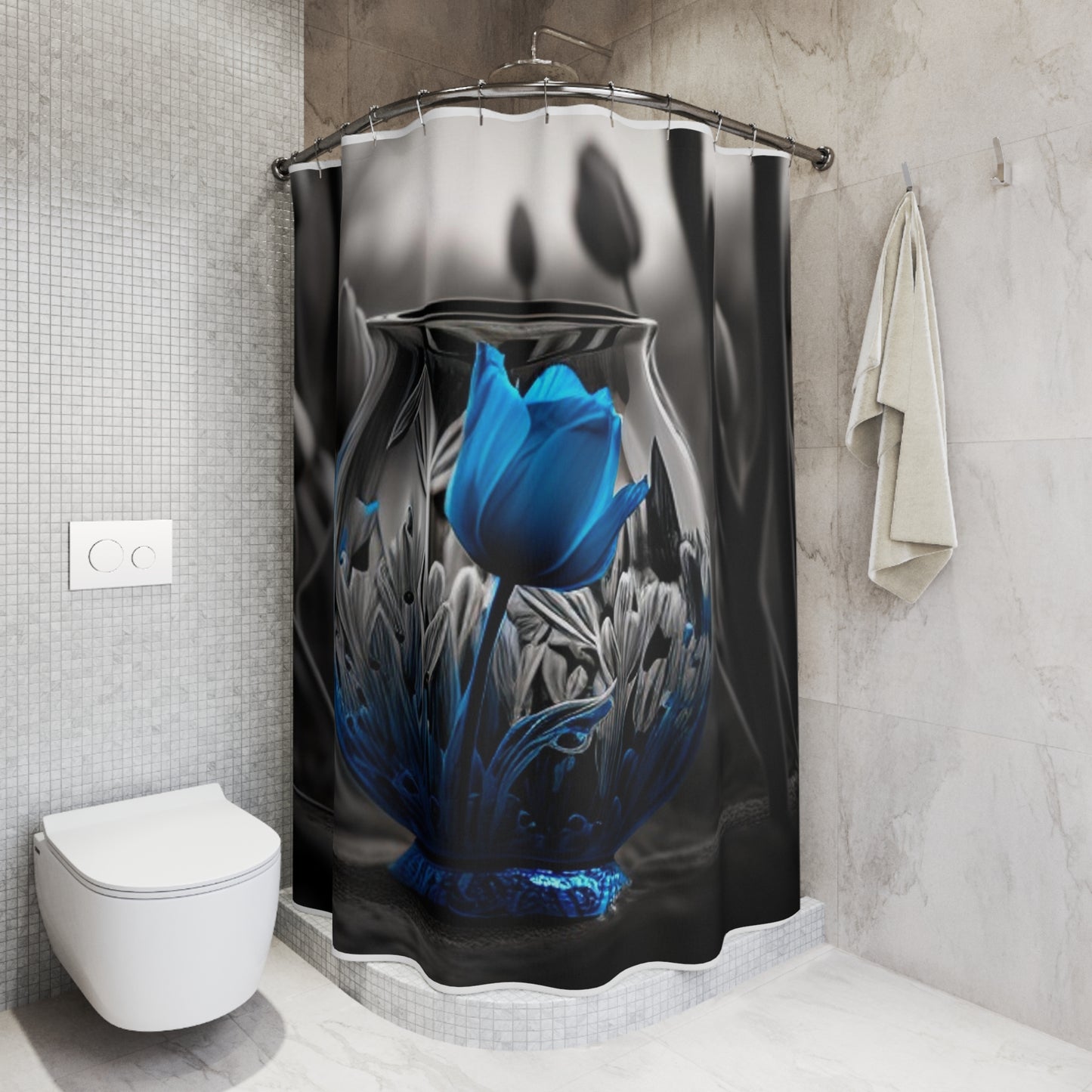 Polyester Shower Curtain Tulip Blue 1