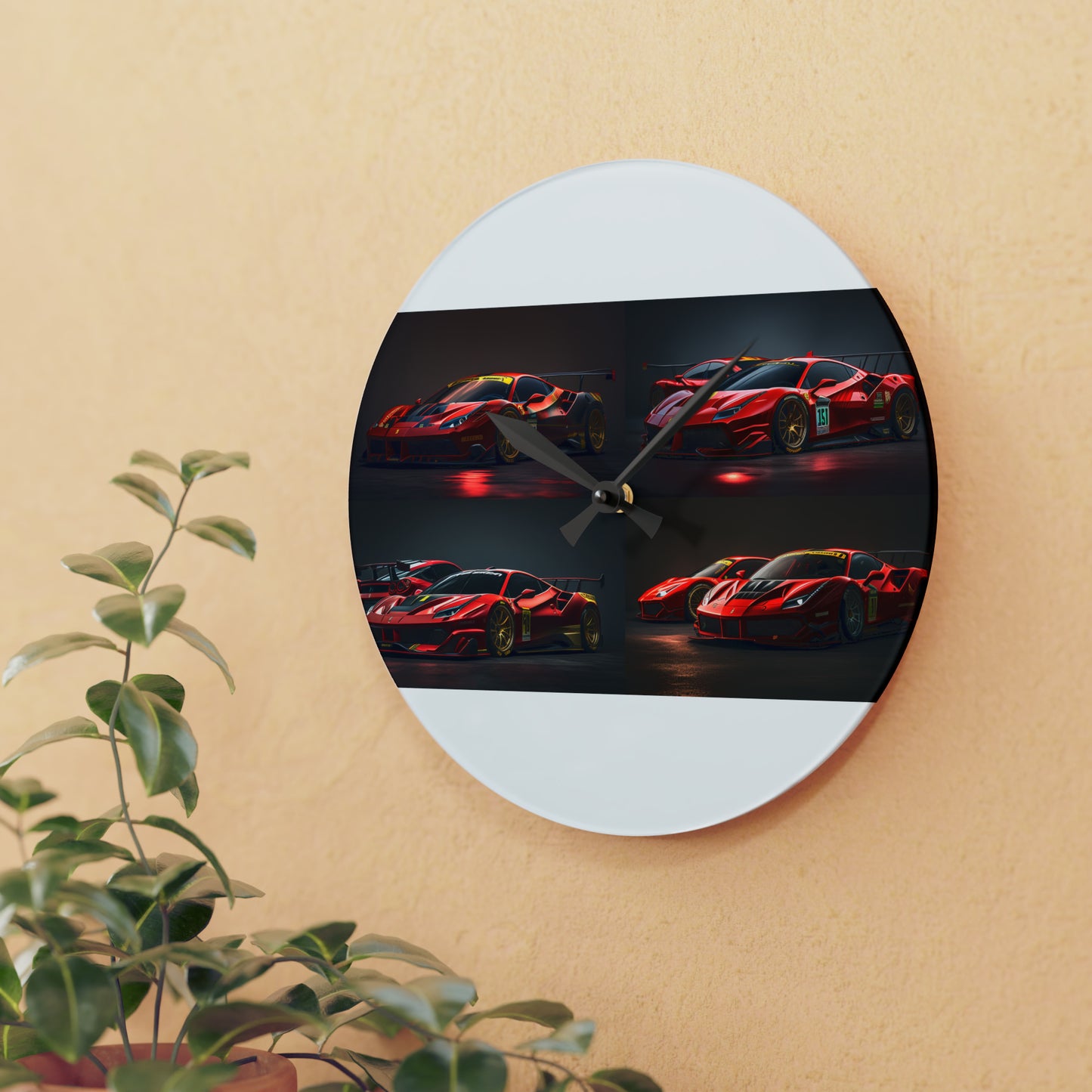 Acrylic Wall Clock Ferrari Red 5