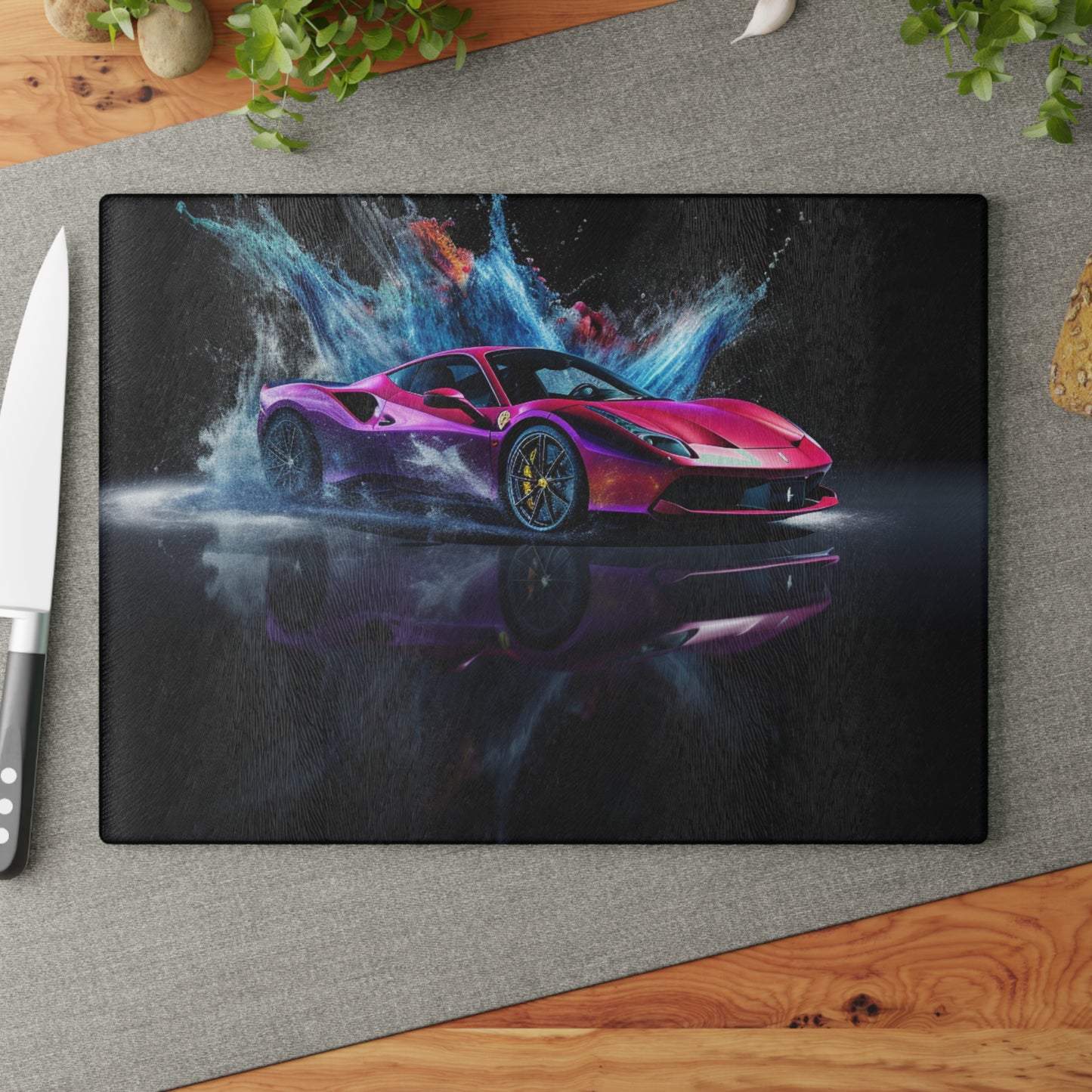 Glass Cutting Board Ferrari Water Splash 4