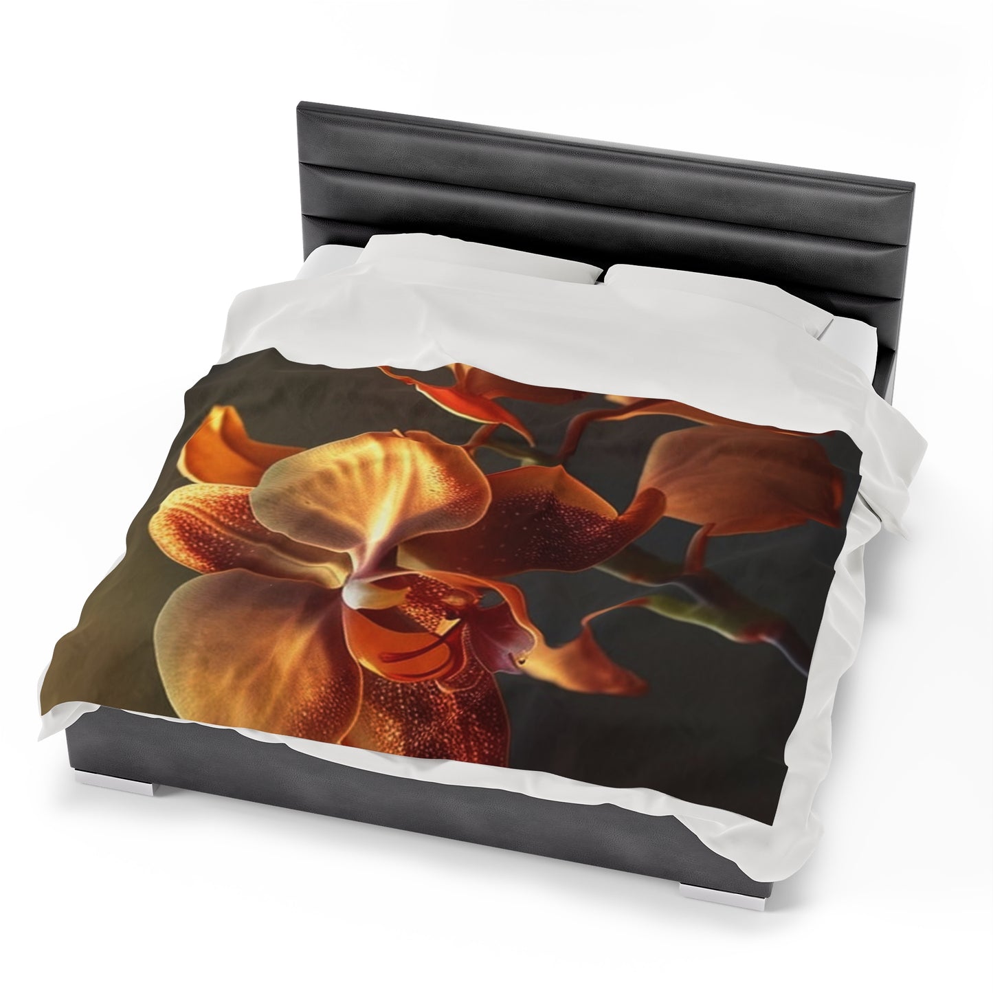 Velveteen Plush Blanket Orange Orchid 1