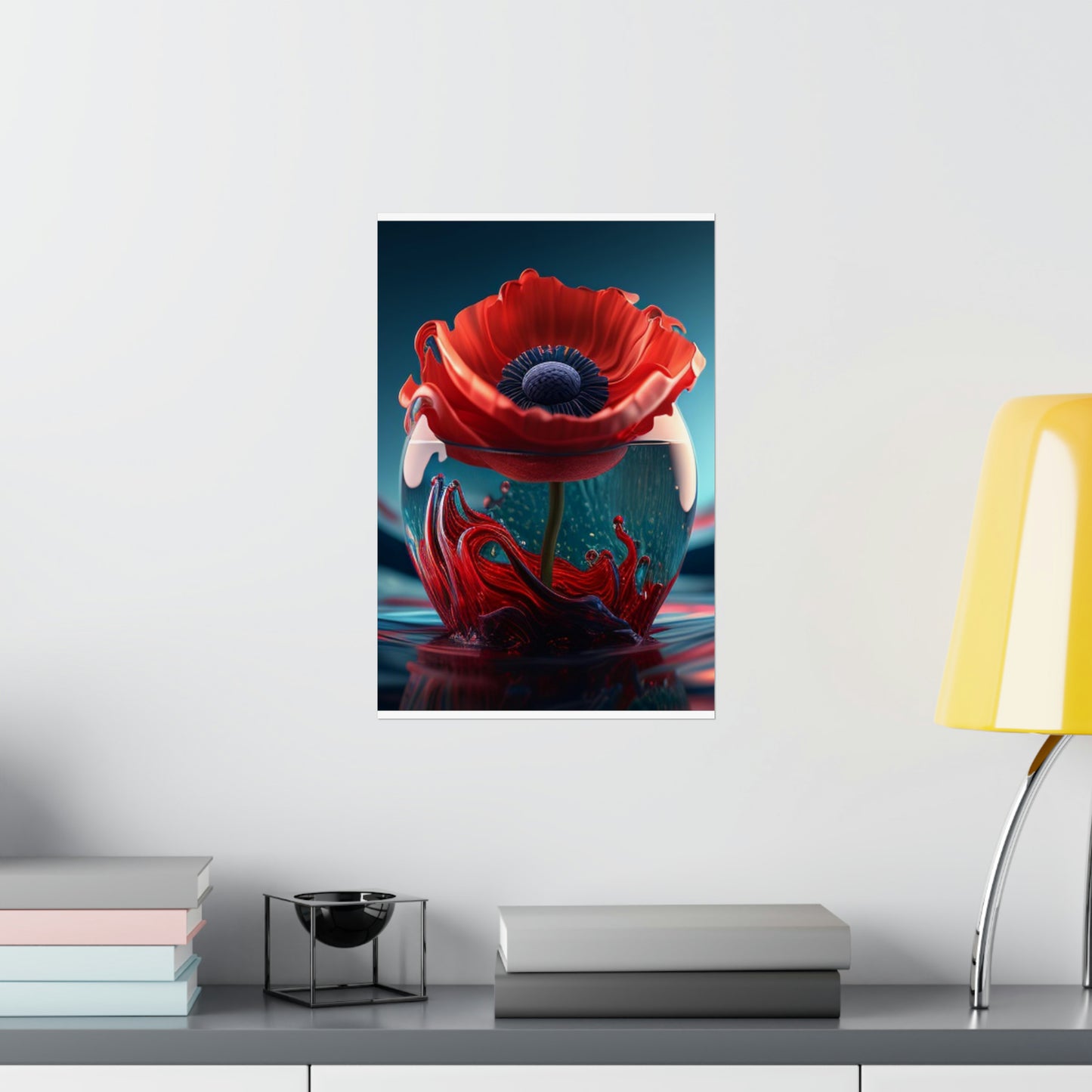 Premium Matte Vertical Posters Red Anemone in a Vase 2