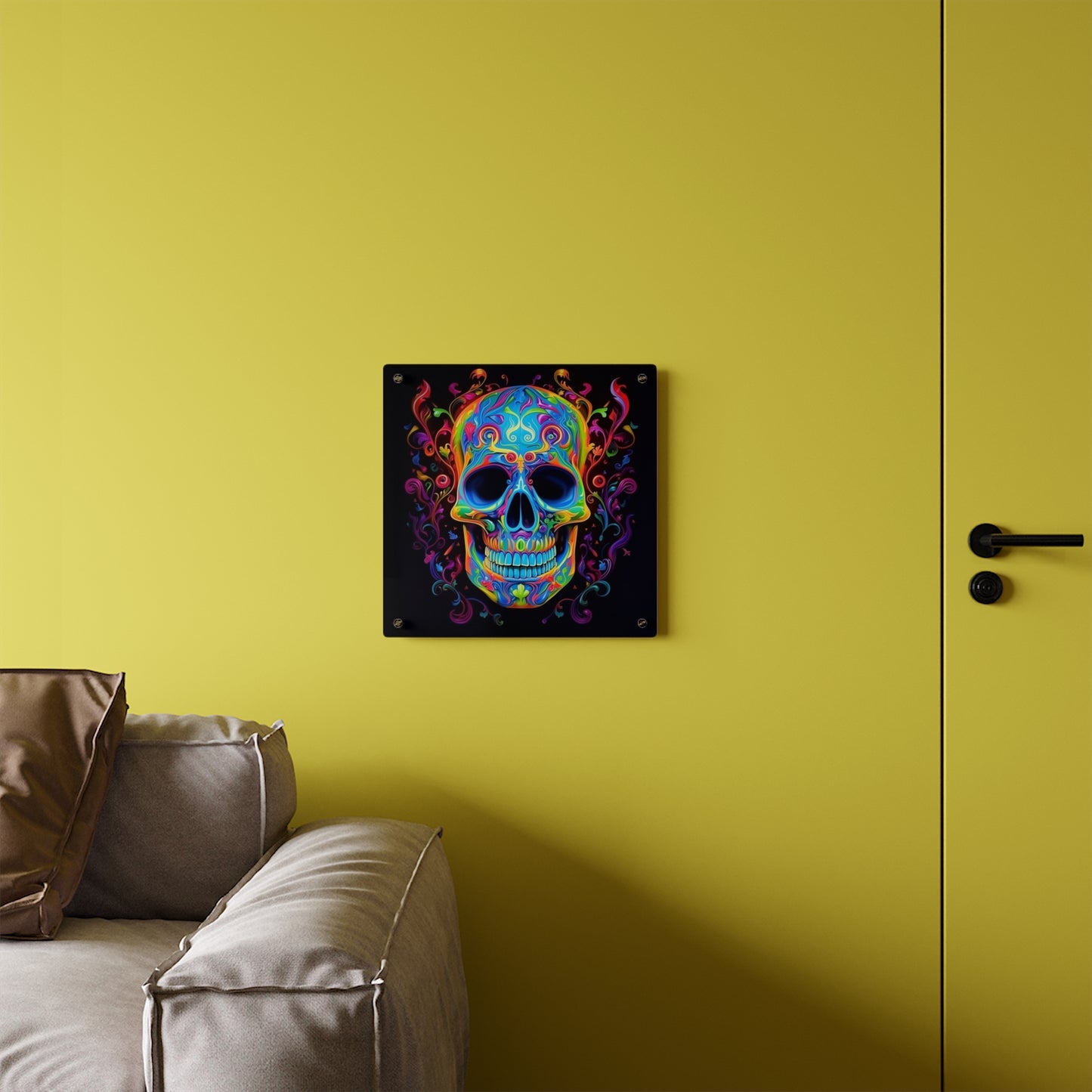 Acrylic Wall Art Panels Macro Skull Color 4