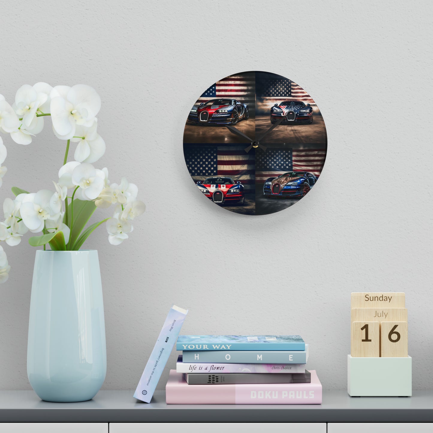 Acrylic Wall Clock Bugatti American Flag 5