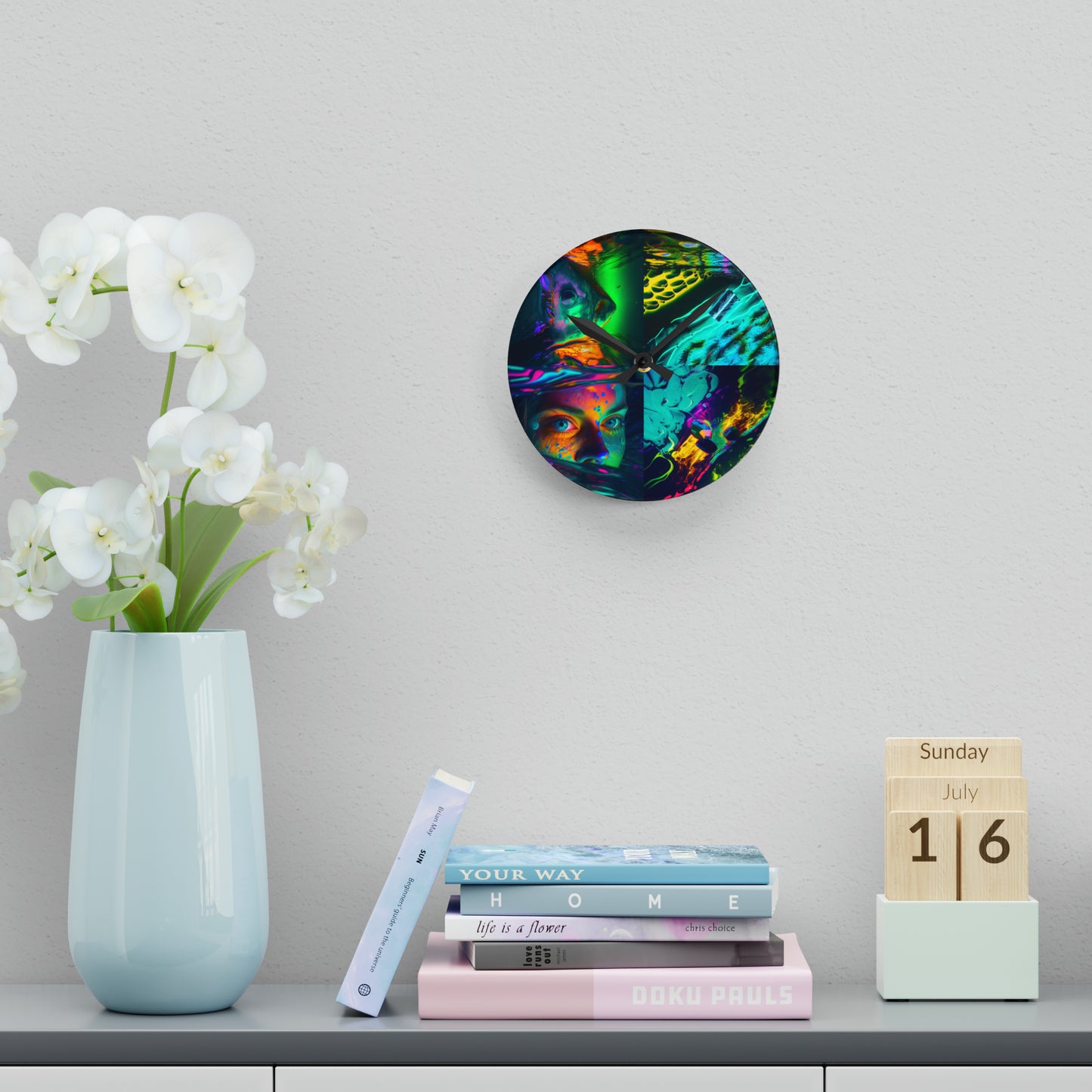 Acrylic Wall Clock Florescent Glow 5