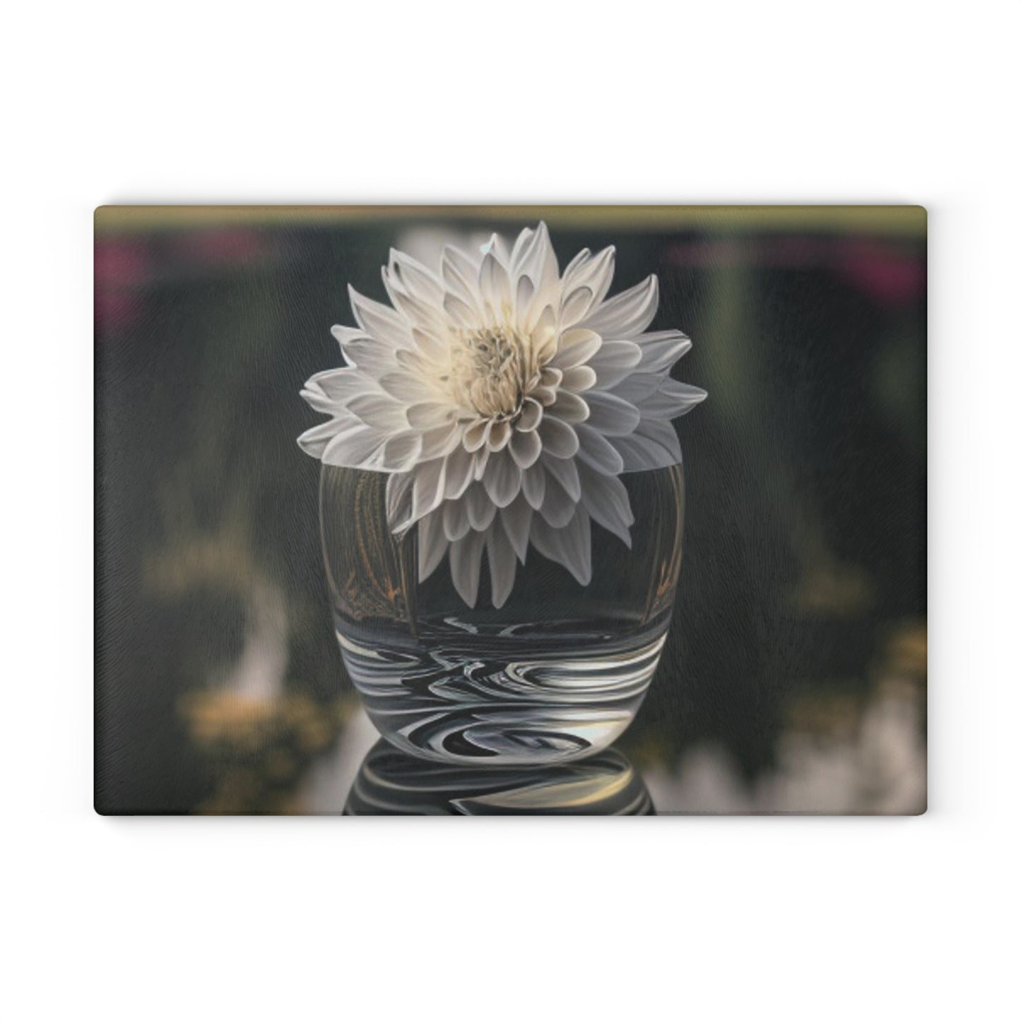 Glass Cutting Board White Dahlia 2