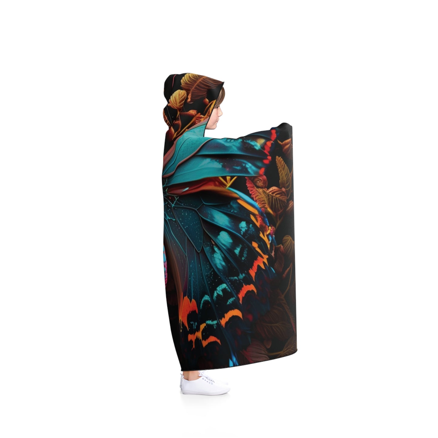 Hooded Blanket Hue Neon Butterfly 1