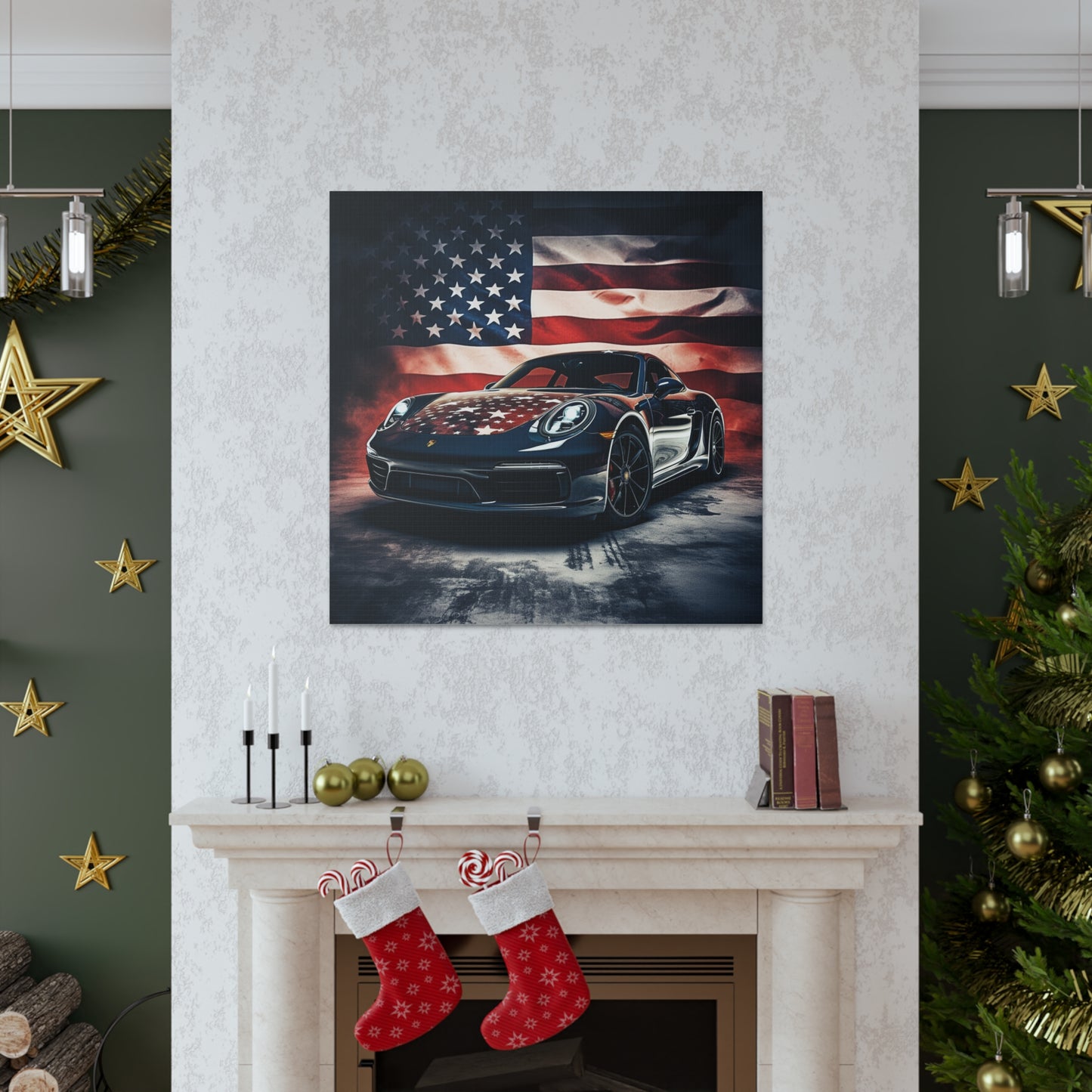 Canvas Gallery Wraps Abstract American Flag Background Porsche 2