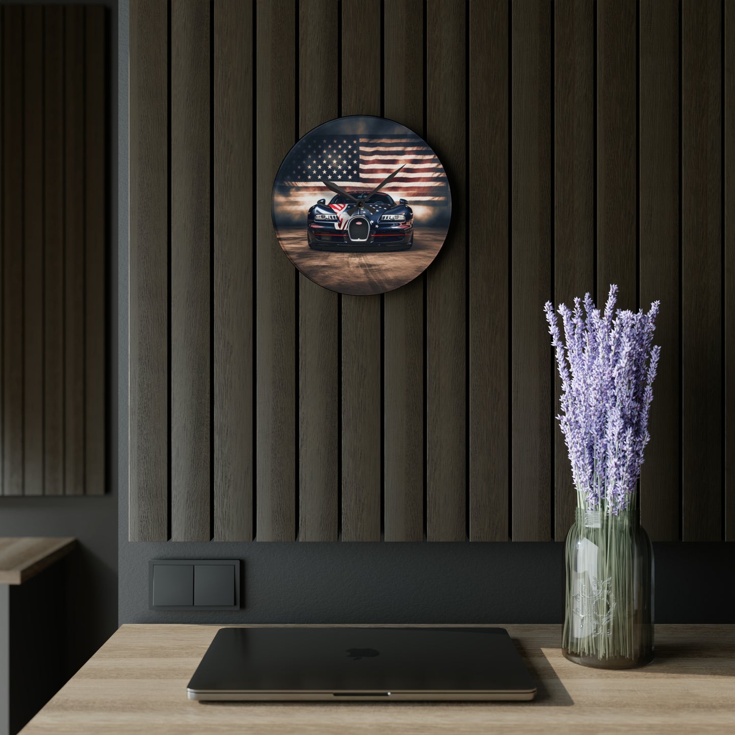 Acrylic Wall Clock Bugatti American Flag 2