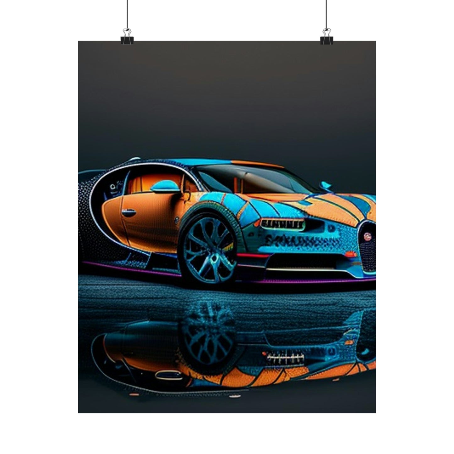 Premium Matte Vertical Posters Bugatti Blue 1