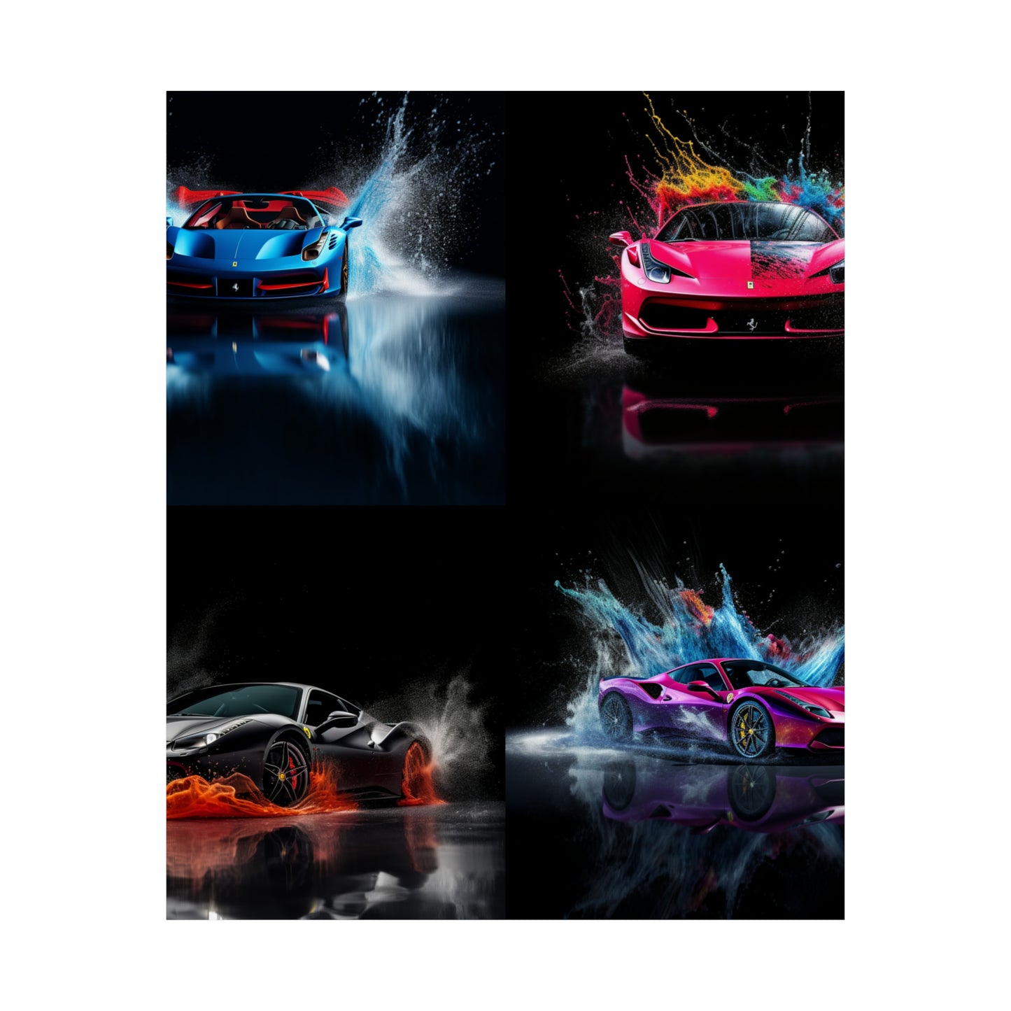 Premium Matte Vertical Posters Ferrari Water Splash 5