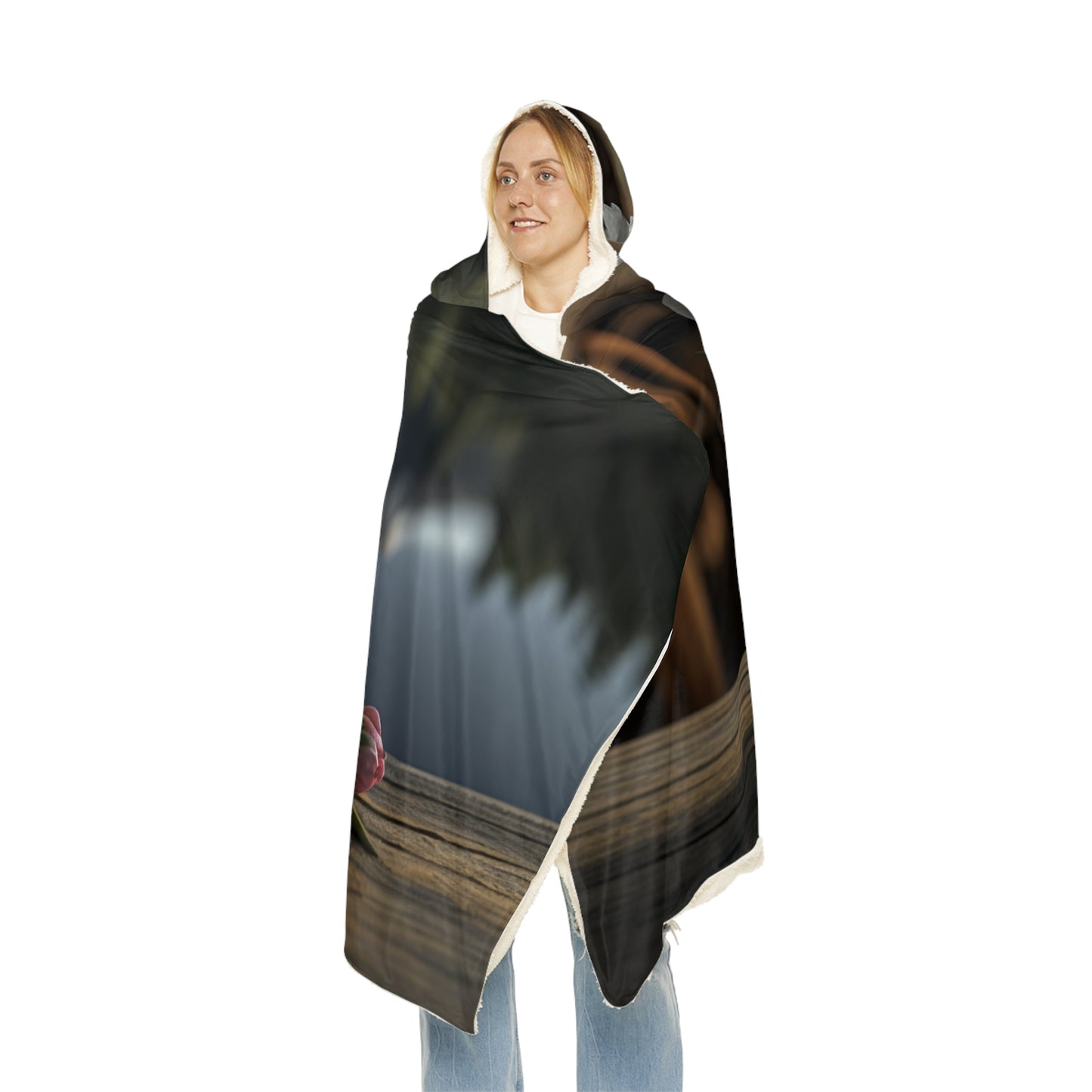 Snuggle Hooded Blanket White Peony glass vase 4