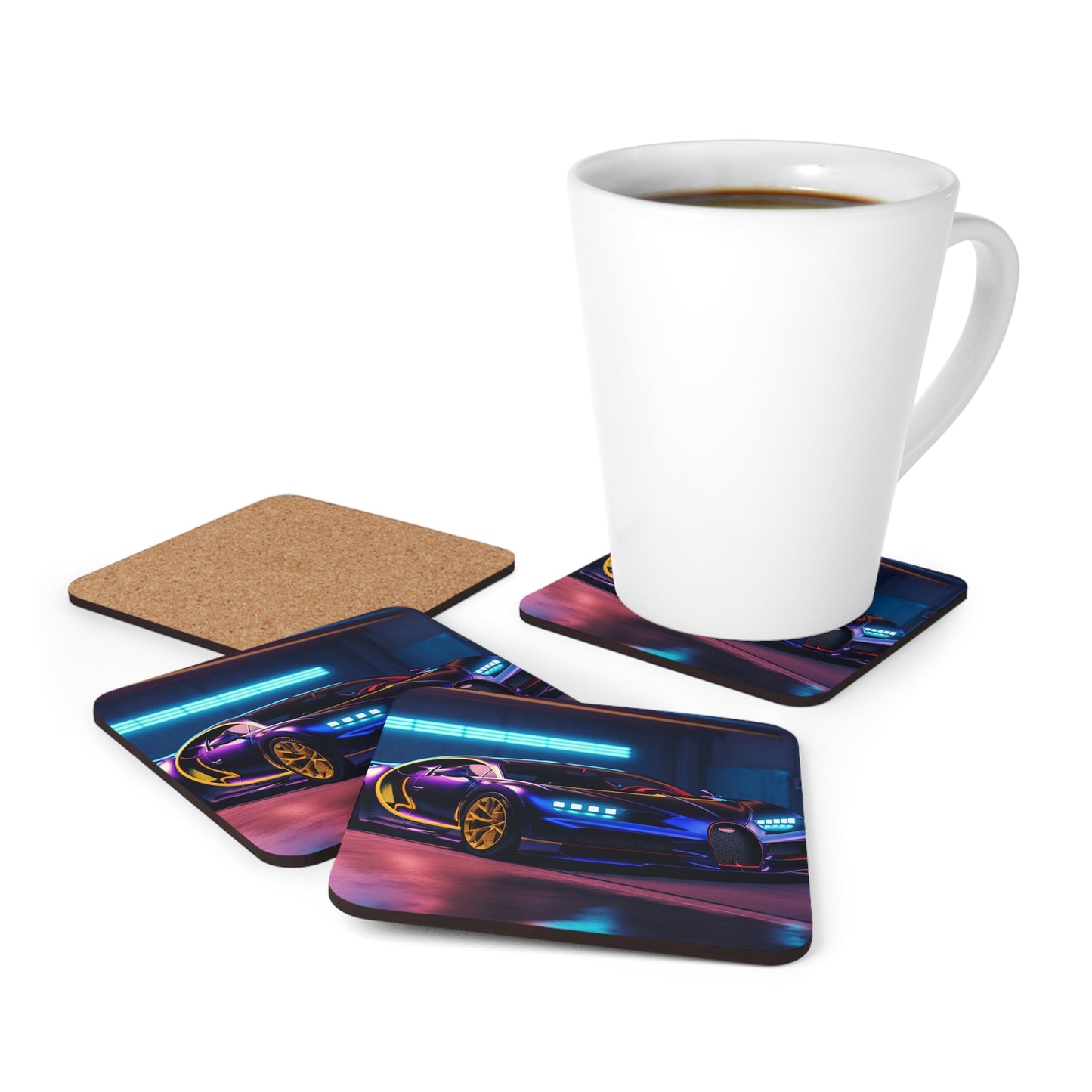 Corkwood Coaster Set Hyper Bugatti Neon Chiron 4