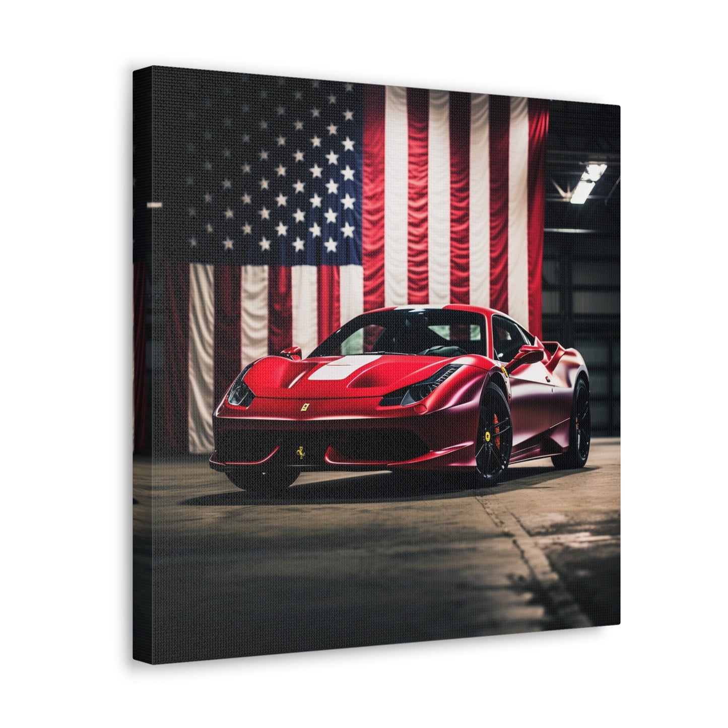 Canvas Gallery Wraps American Flag Background Ferrari 3