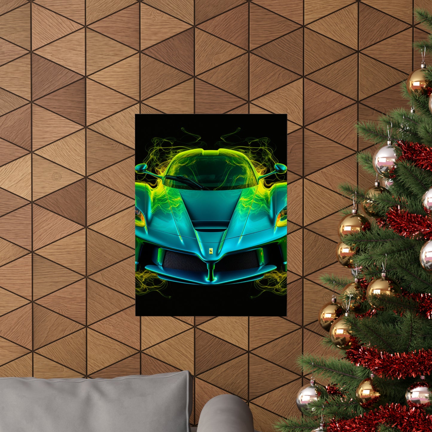 Premium Matte Vertical Posters Ferrari Neon 2