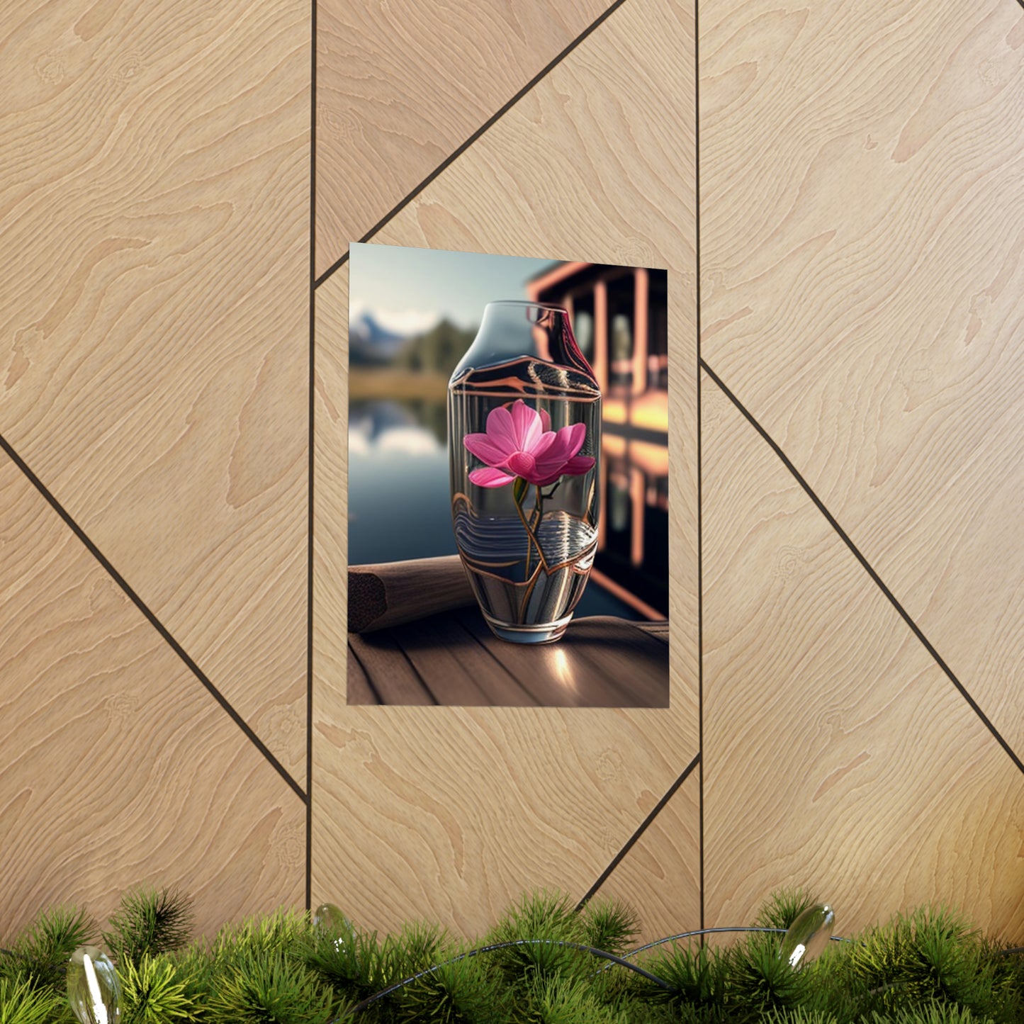 Premium Matte Vertical Posters Magnolia in a Glass vase 3