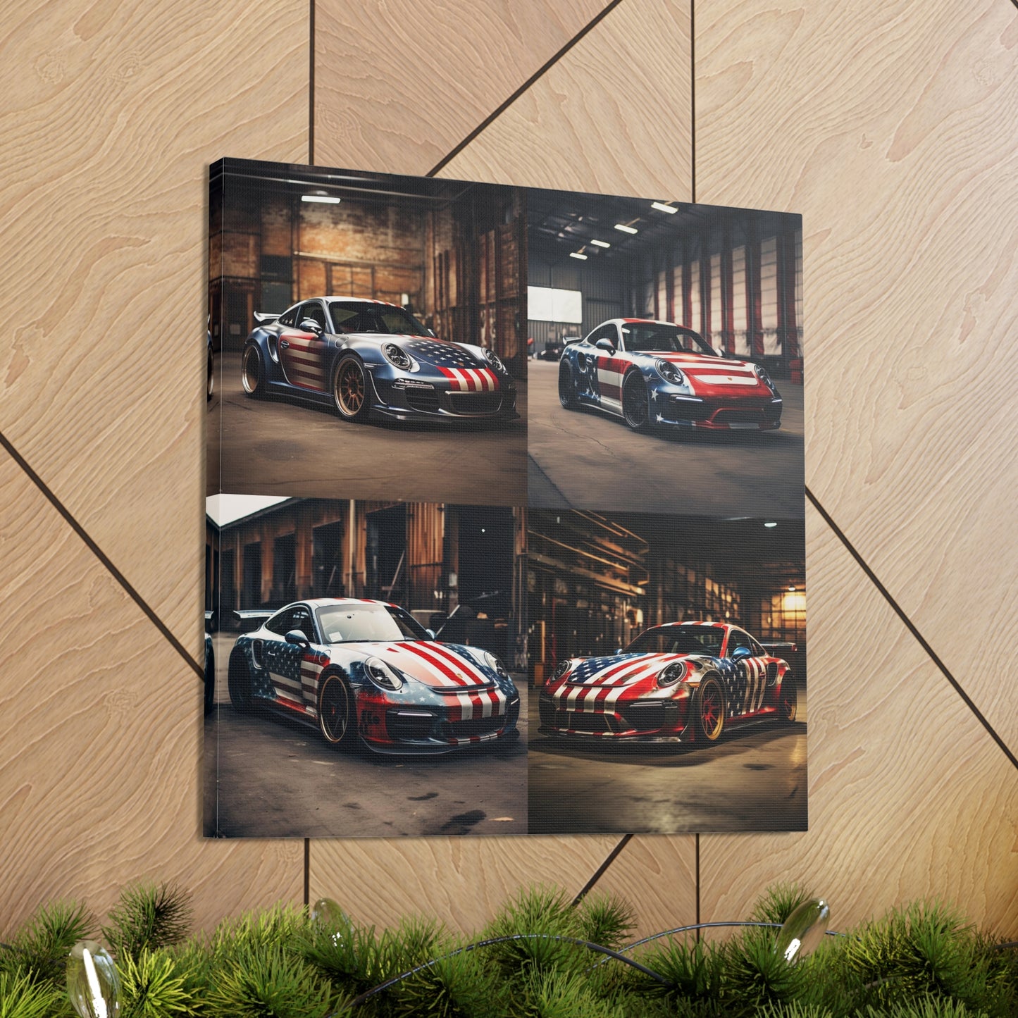 Canvas Gallery Wraps American Flag Porsche 5