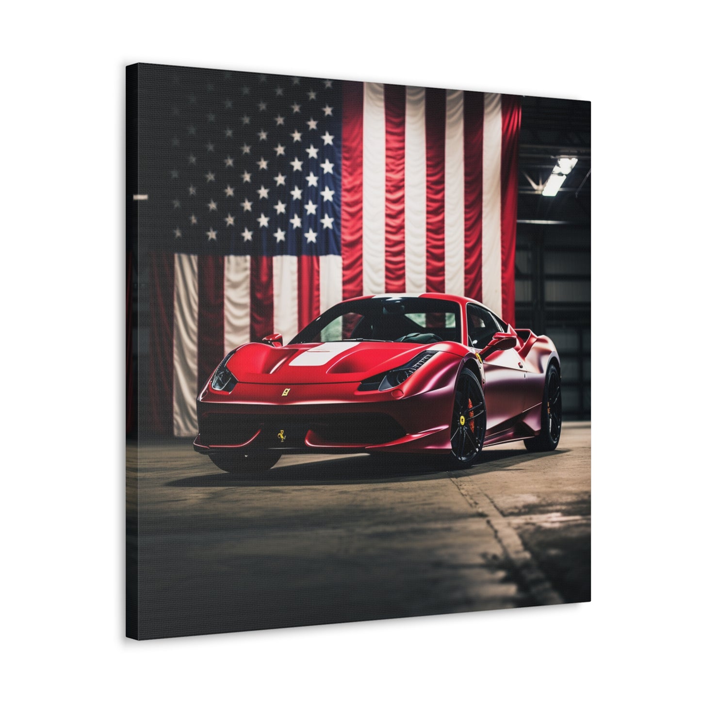 Canvas Gallery Wraps American Flag Background Ferrari 3