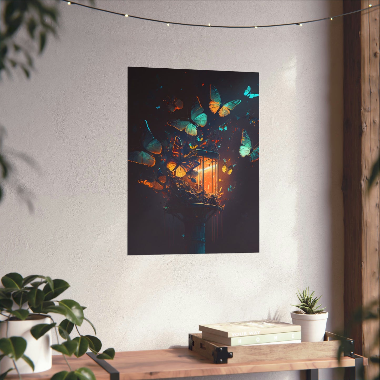 Premium Matte Vertical Posters Street Light Butterfly 1