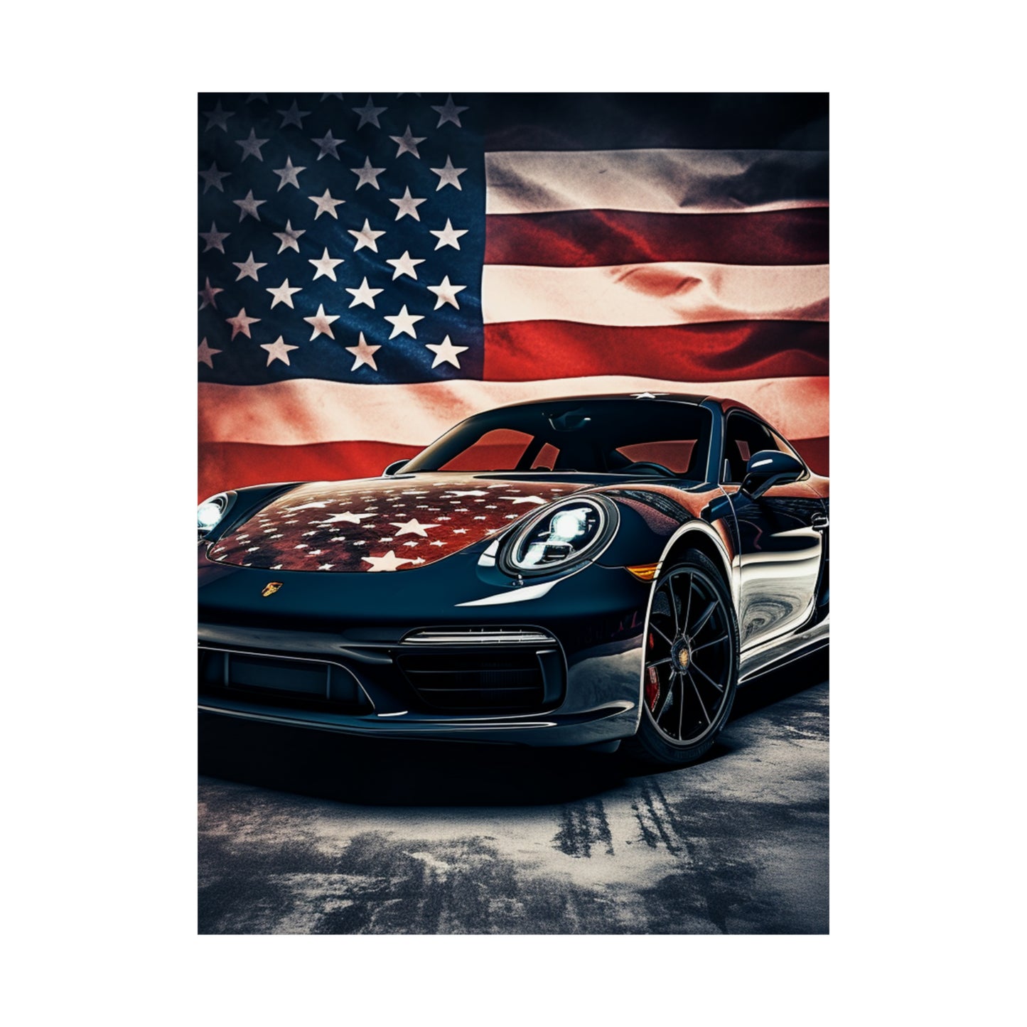 Premium Matte Vertical Posters Abstract American Flag Background Porsche 2