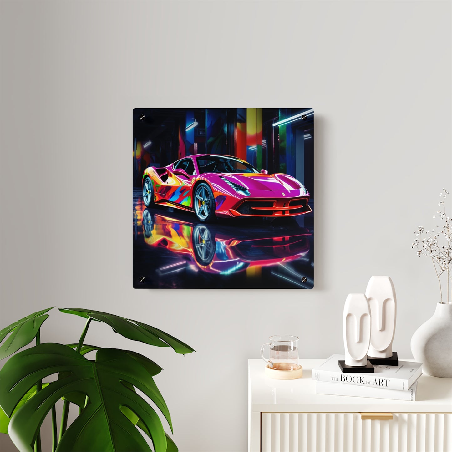 Acrylic Wall Art Panels Pink Macro Ferrari 1