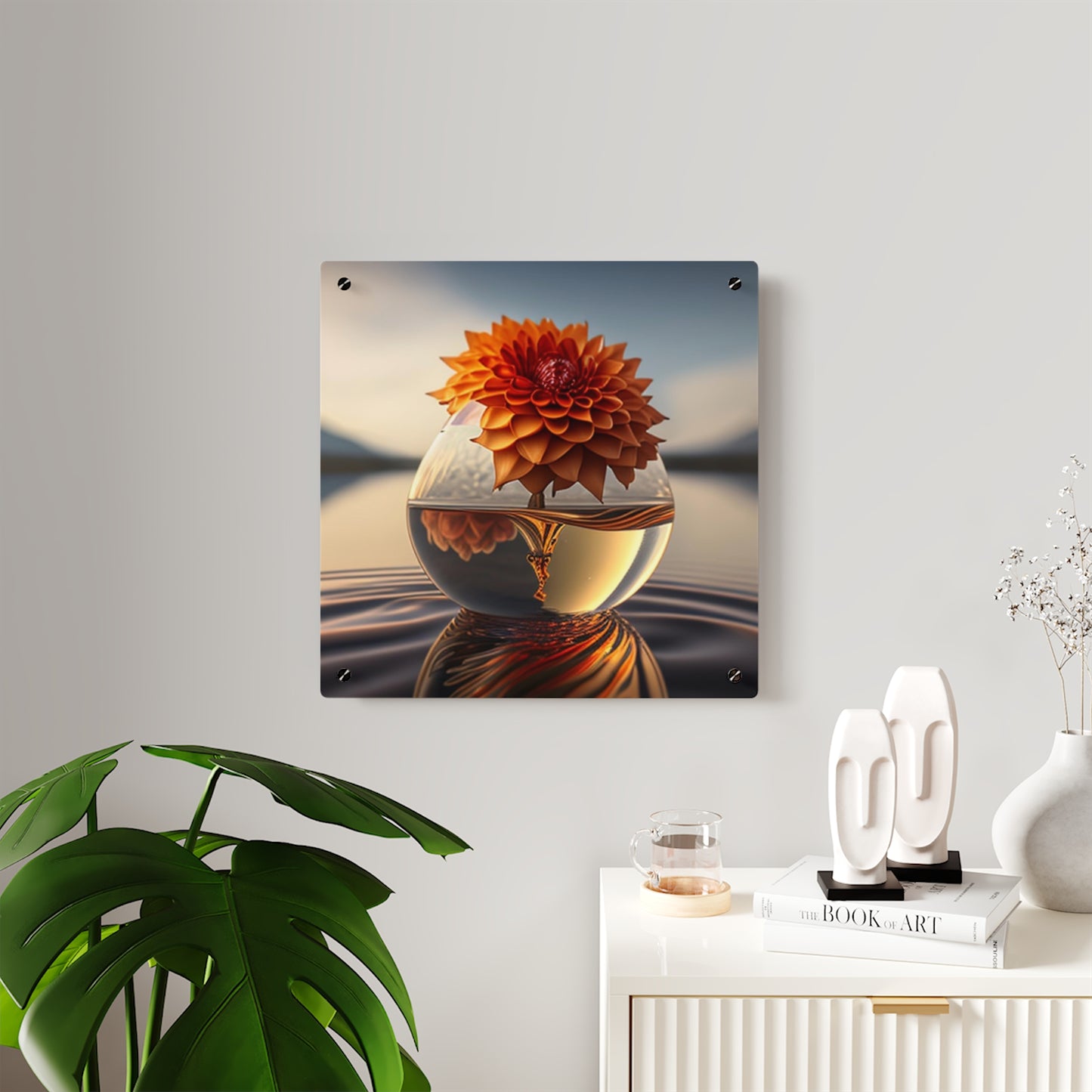 Acrylic Wall Art Panels Dahlia Orange 1