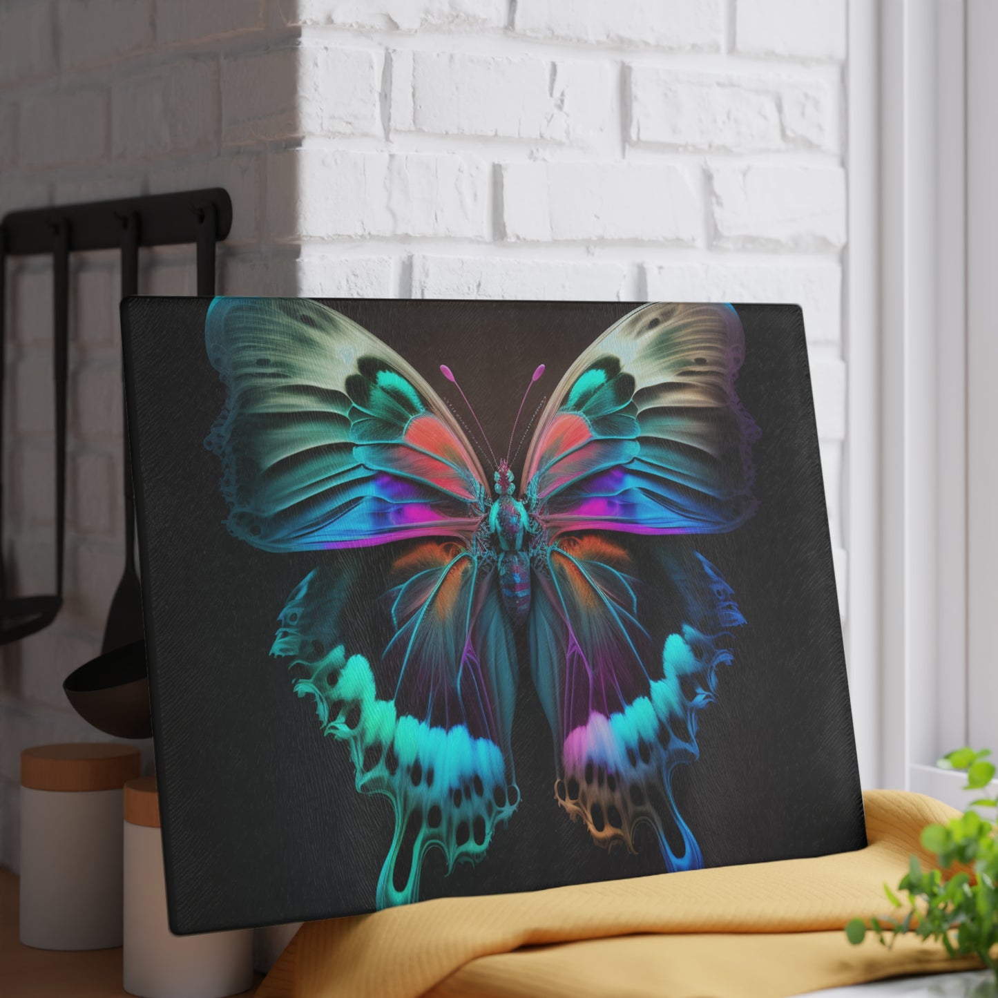 Glass Cutting Board Raw Hyper Color Butterfly 2