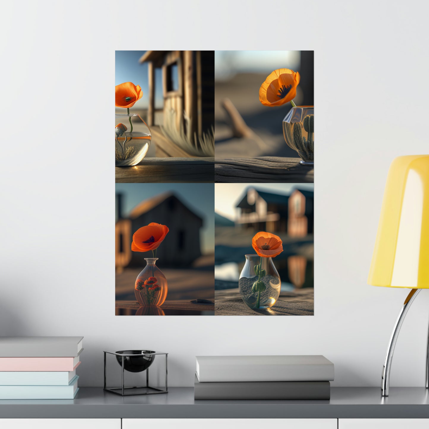 Premium Matte Vertical Posters Orange Poppy in a Vase 5