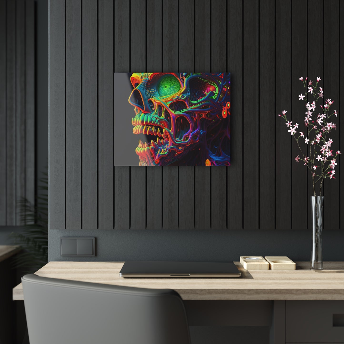 Acrylic Prints Florescent Skull Death 1