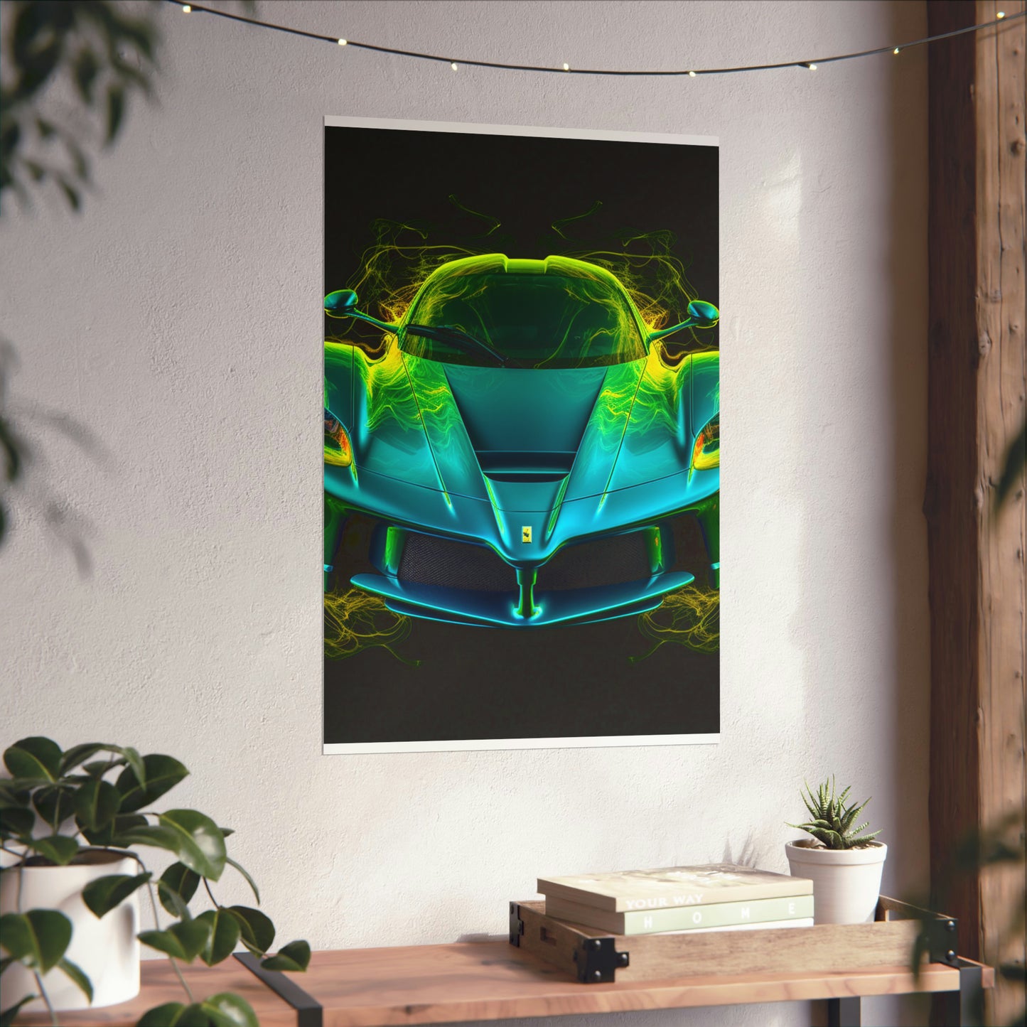 Premium Matte Vertical Posters Ferrari Neon 2