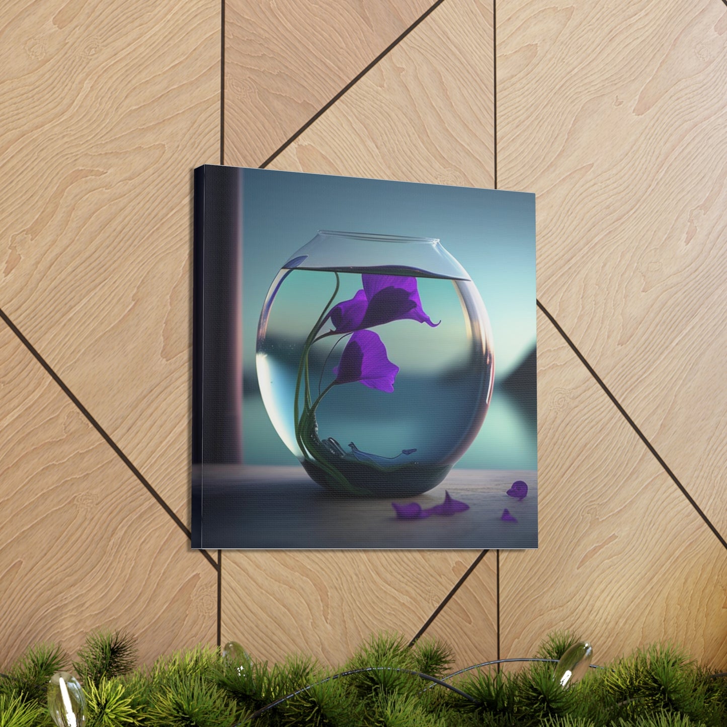 Canvas Gallery Wraps Purple Sweet pea in a vase 2