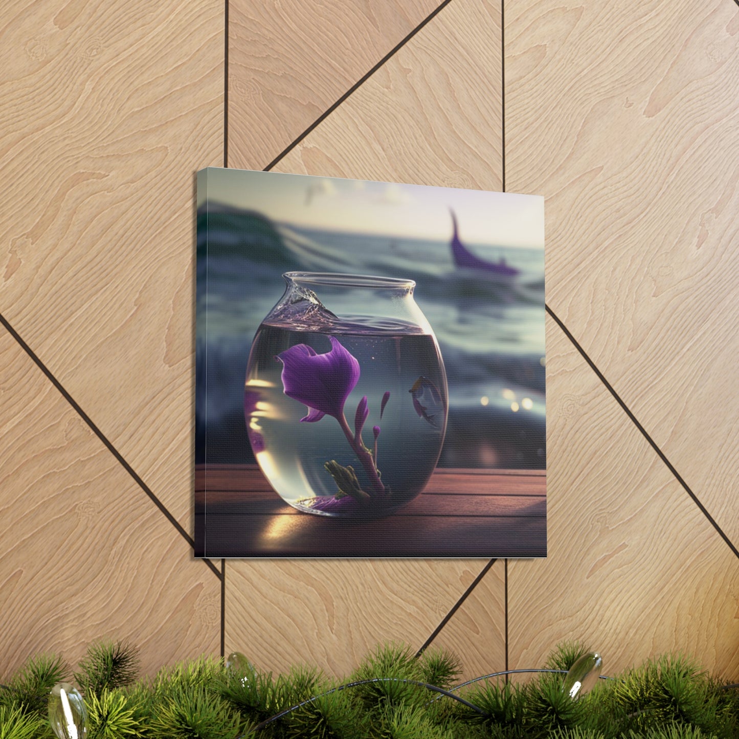 Canvas Gallery Wraps Purple Sweet pea in a vase 1