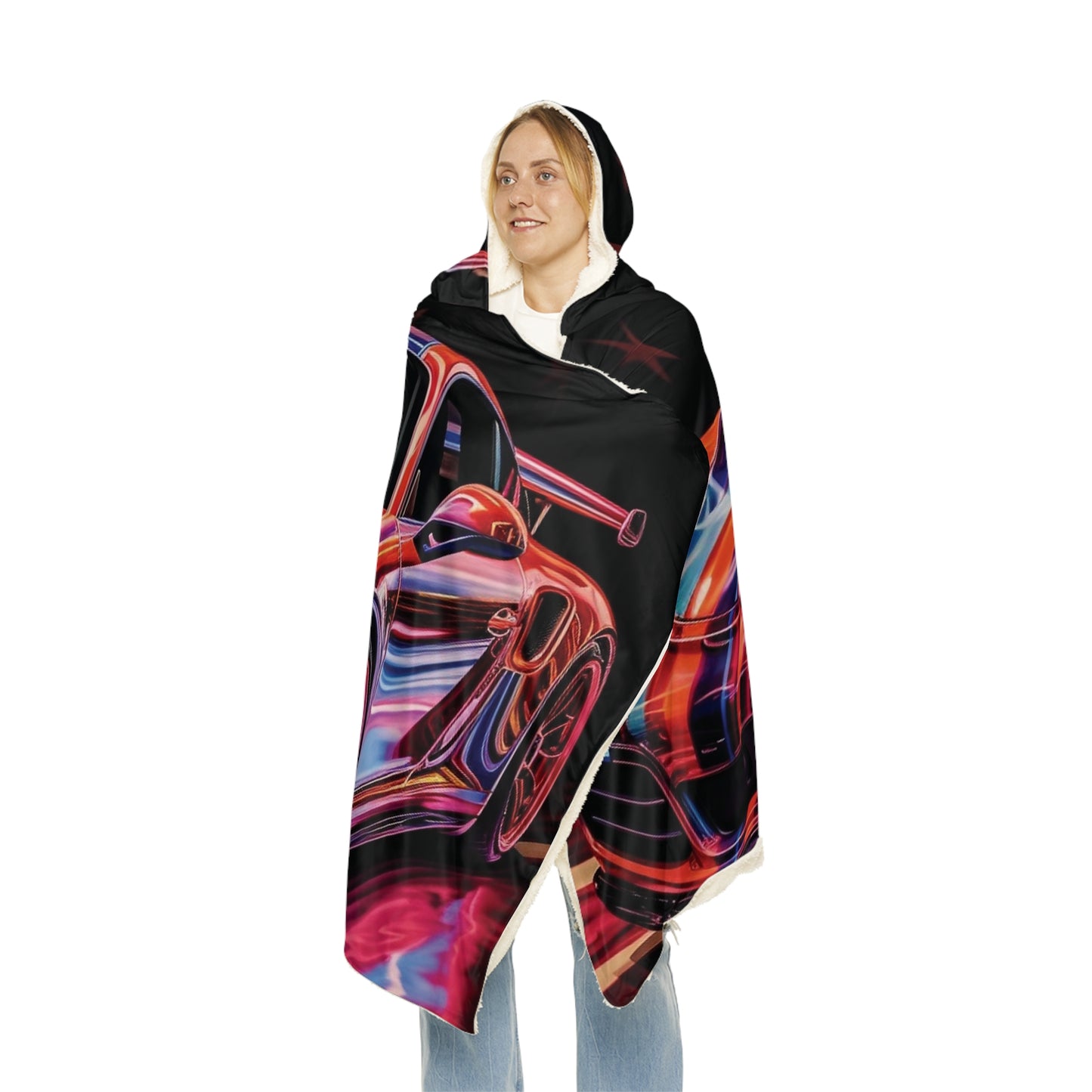 Snuggle Hooded Blanket American Flag Colored Porsche 1