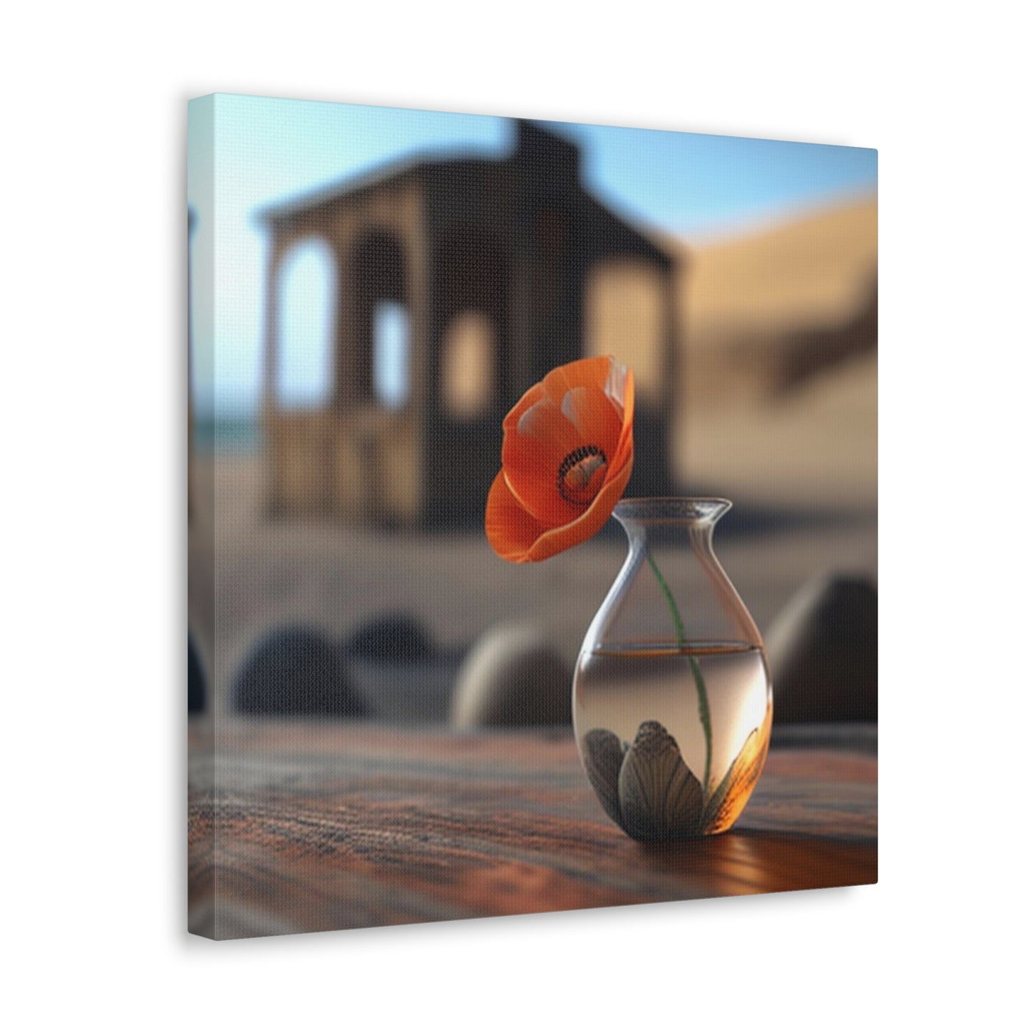 Canvas Gallery Wraps Poppy in a Glass Vase 1