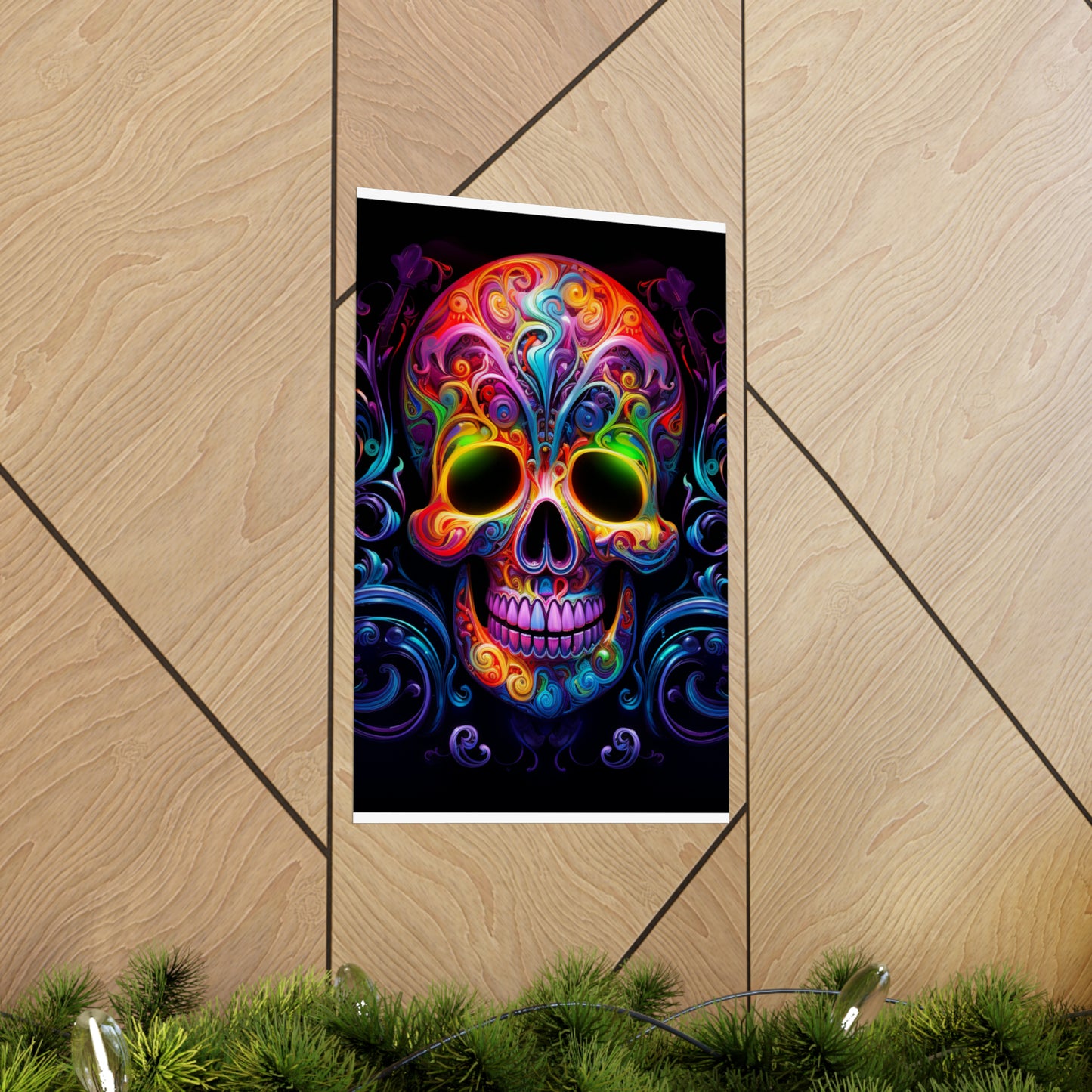 Premium Matte Vertical Posters Macro Skull Color 2