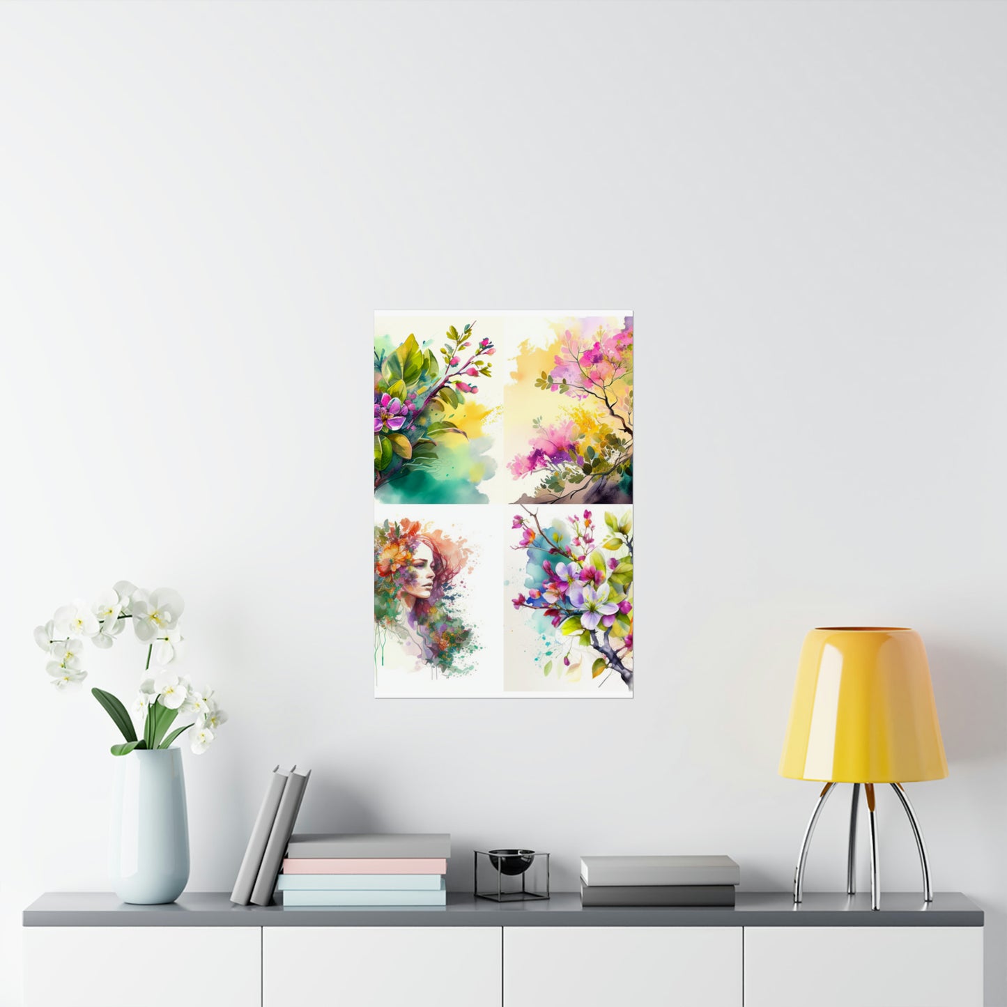 Premium Matte Vertical Posters Mother Nature Bright Spring Colors Realistic Watercolor 5
