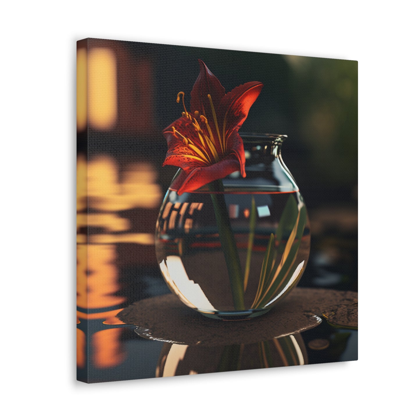 Canvas Gallery Wraps Red Lily in a Glass vase 2