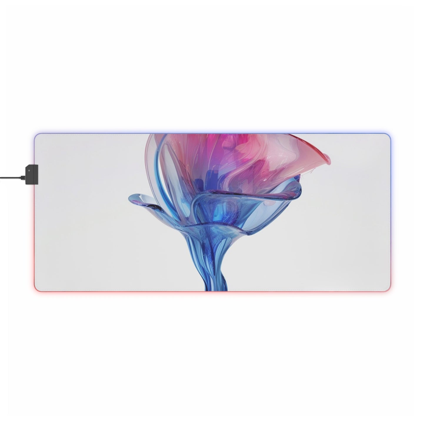 LED Gaming Mouse Pad Pink & Blue Tulip Rose 4