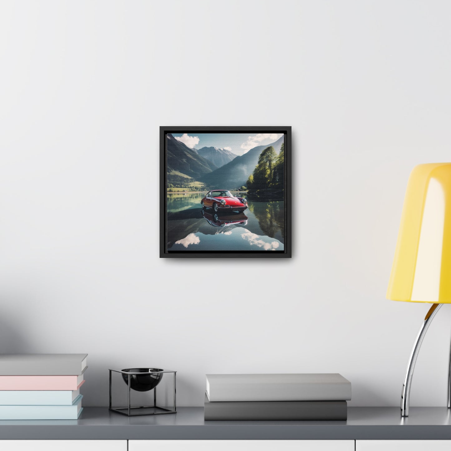 Gallery Canvas Wraps, Square Frame Porsche Lake 3