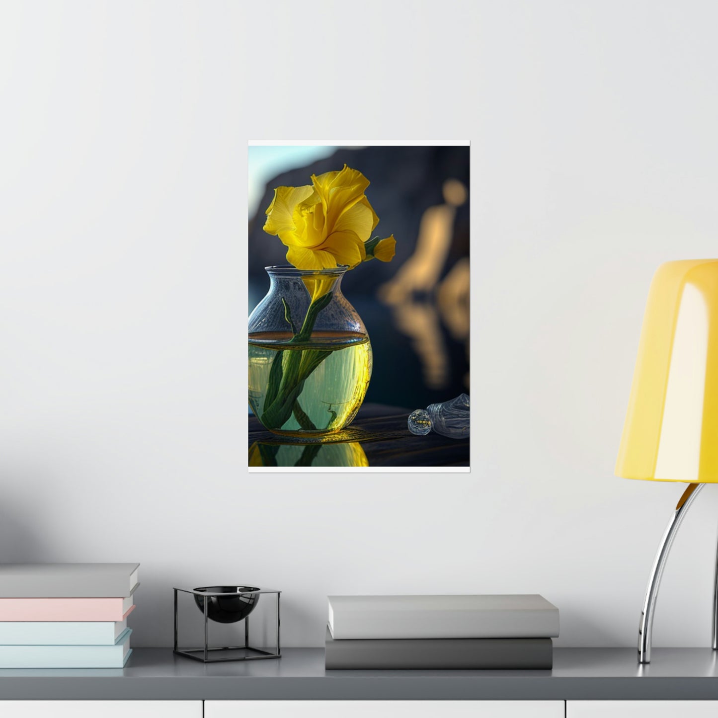 Premium Matte Vertical Posters Yellow Gladiolus glass 3